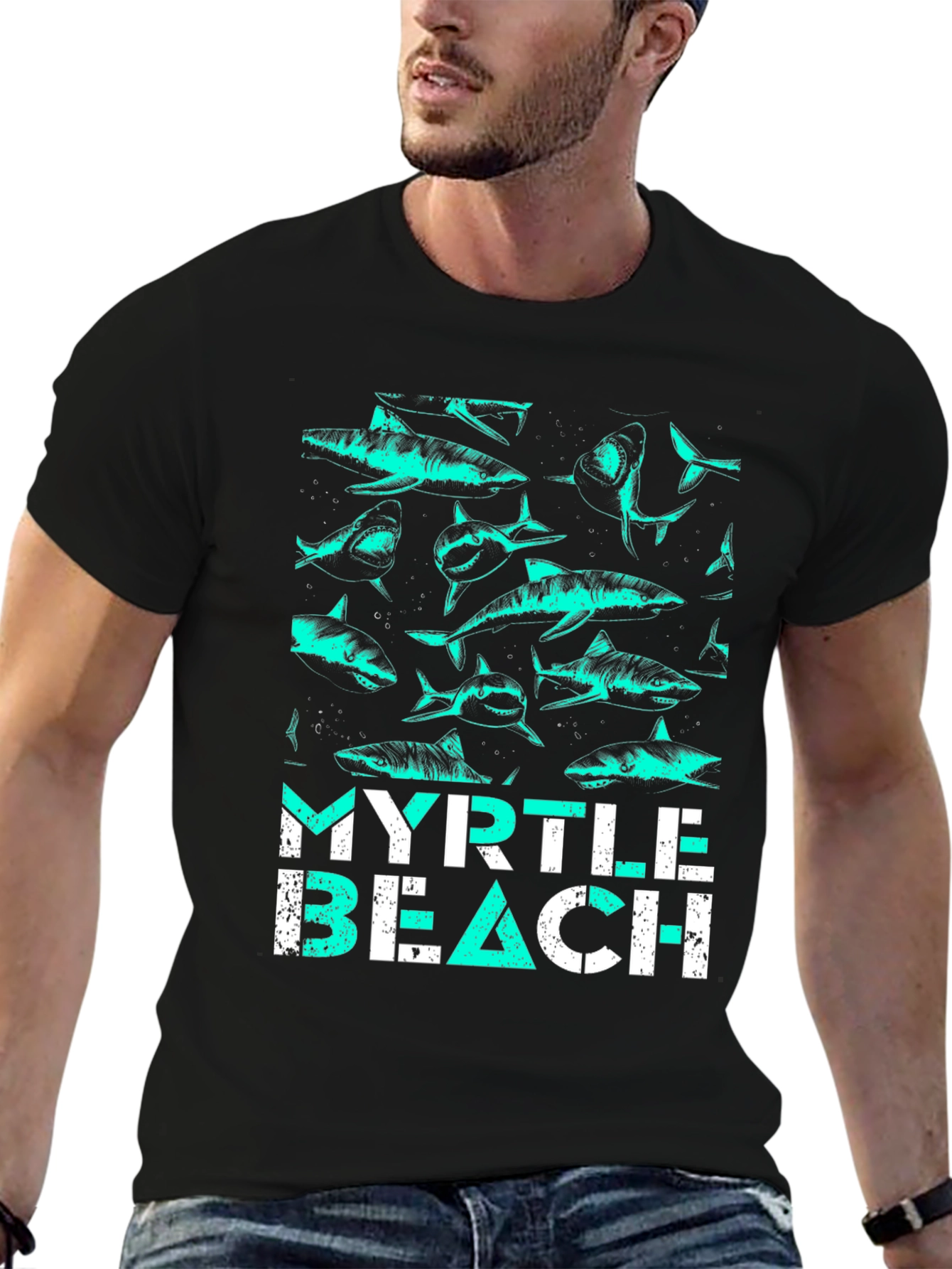 Myrtle Beach Shark Print Tee