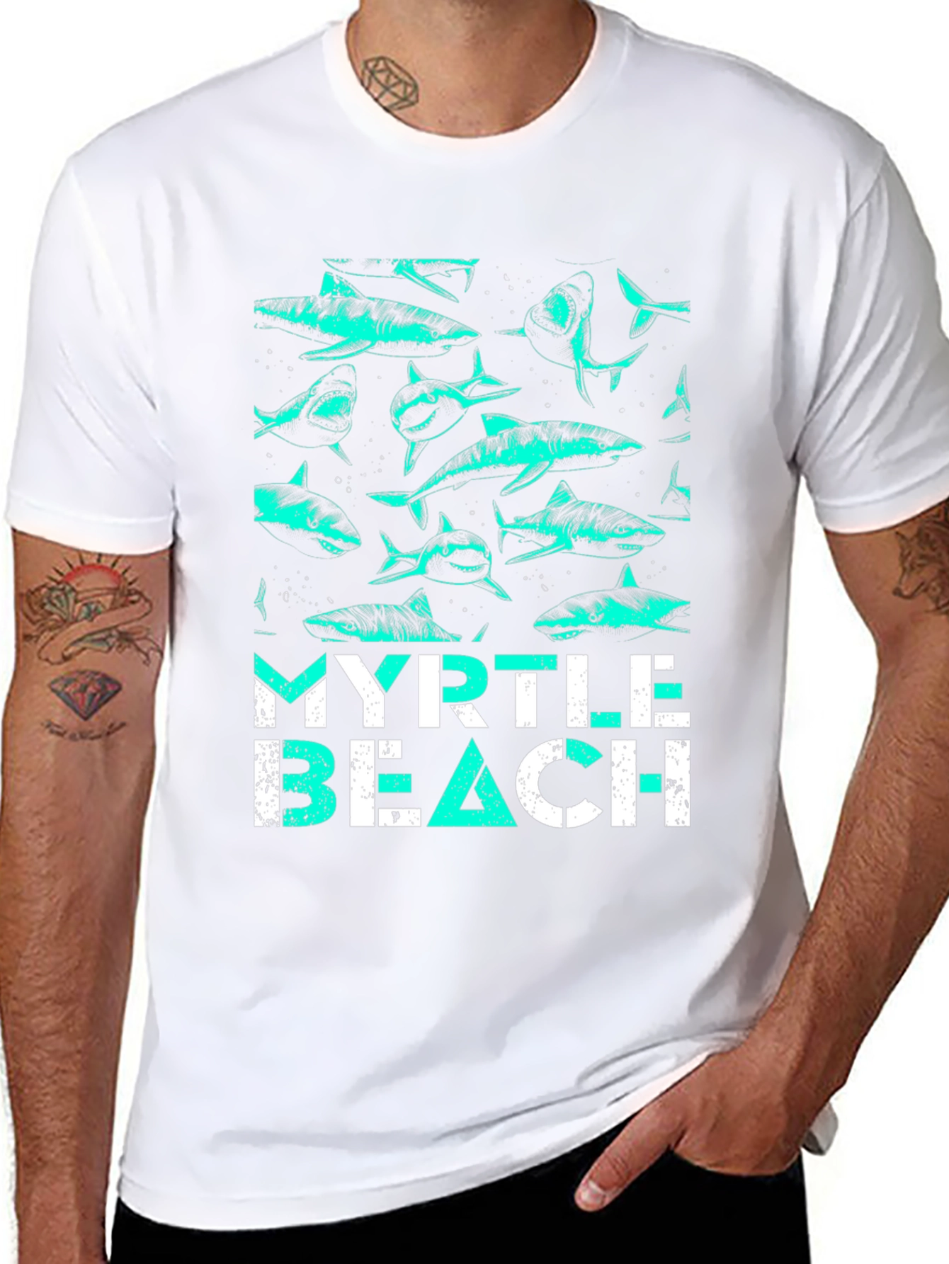 Myrtle Beach Shark Print Tee