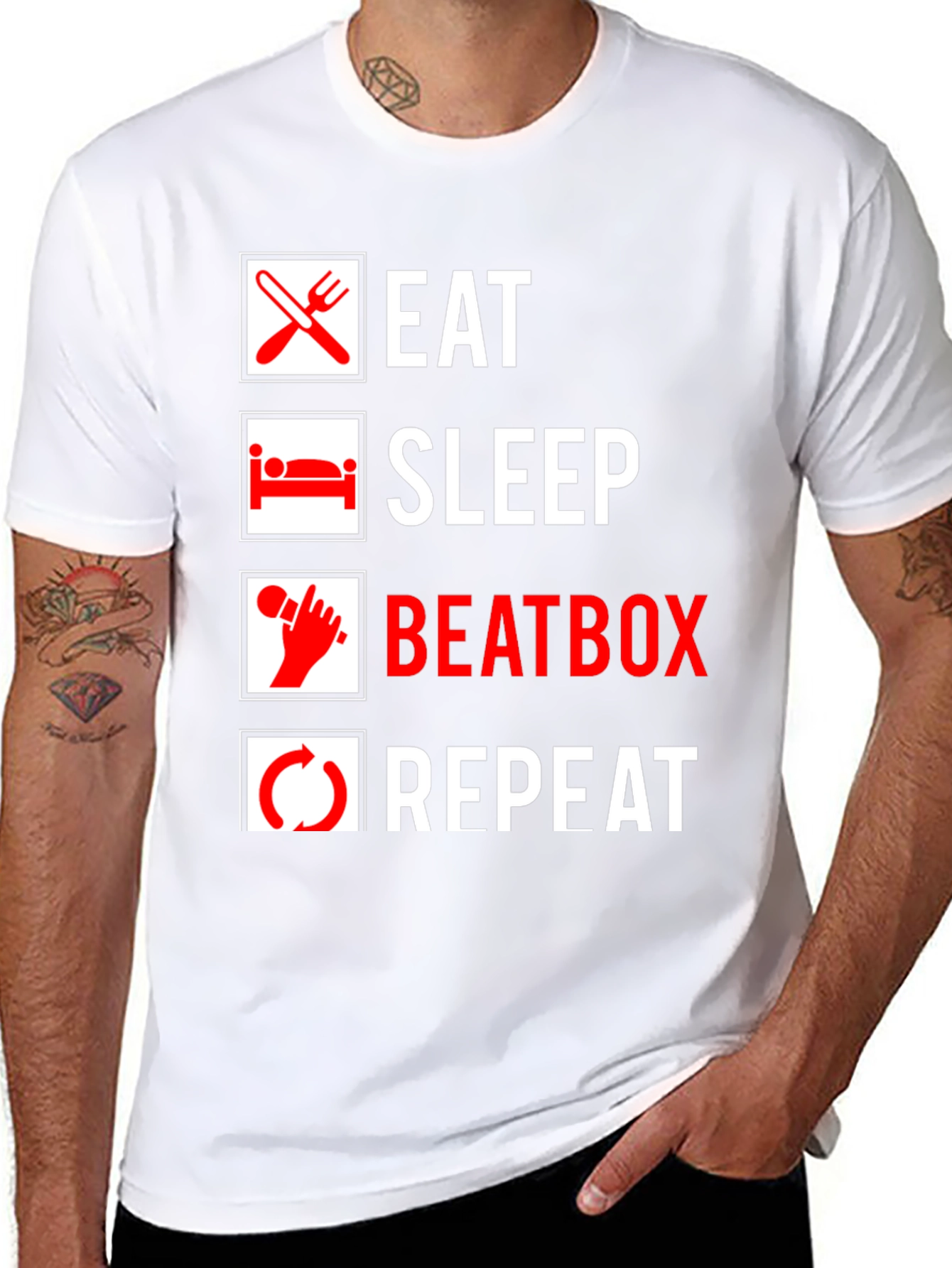 Eat Sleep Beatbox Repeat Black Graphic T-Shirt