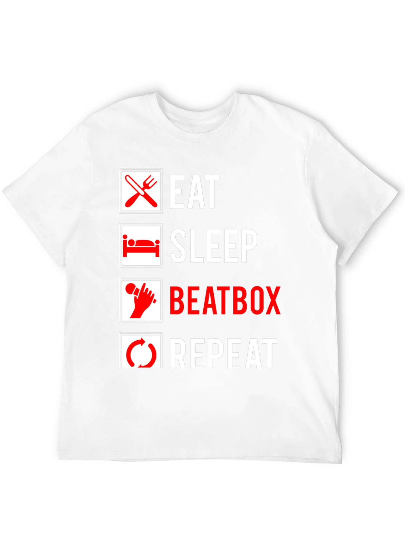 Eat Sleep Beatbox Repeat Black Graphic T-Shirt