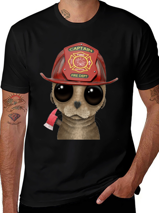 Firefighter Meerkat T-Shirt - Cute Cartoon Animal Design