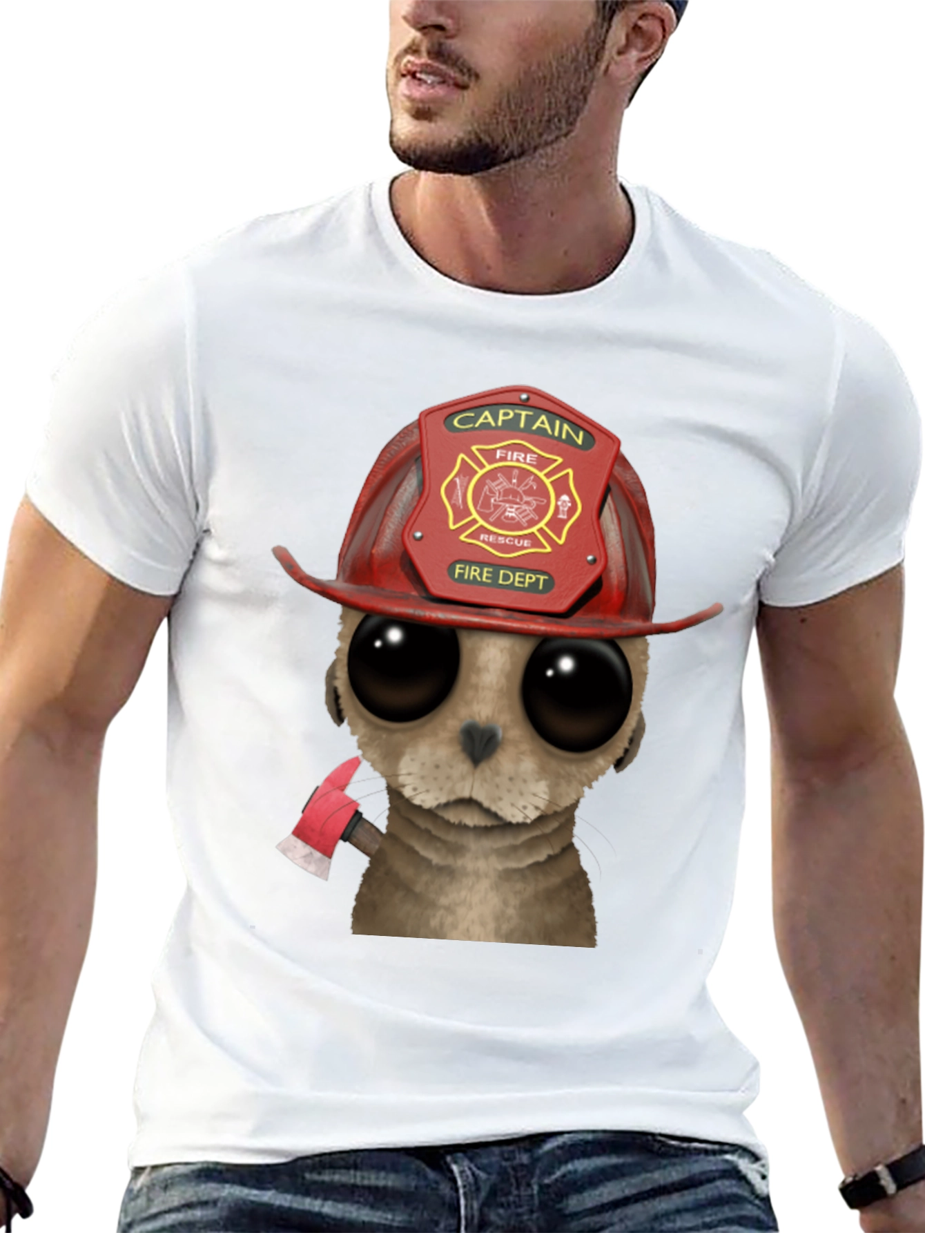 Firefighter Meerkat T-Shirt - Cute Cartoon Animal Design
