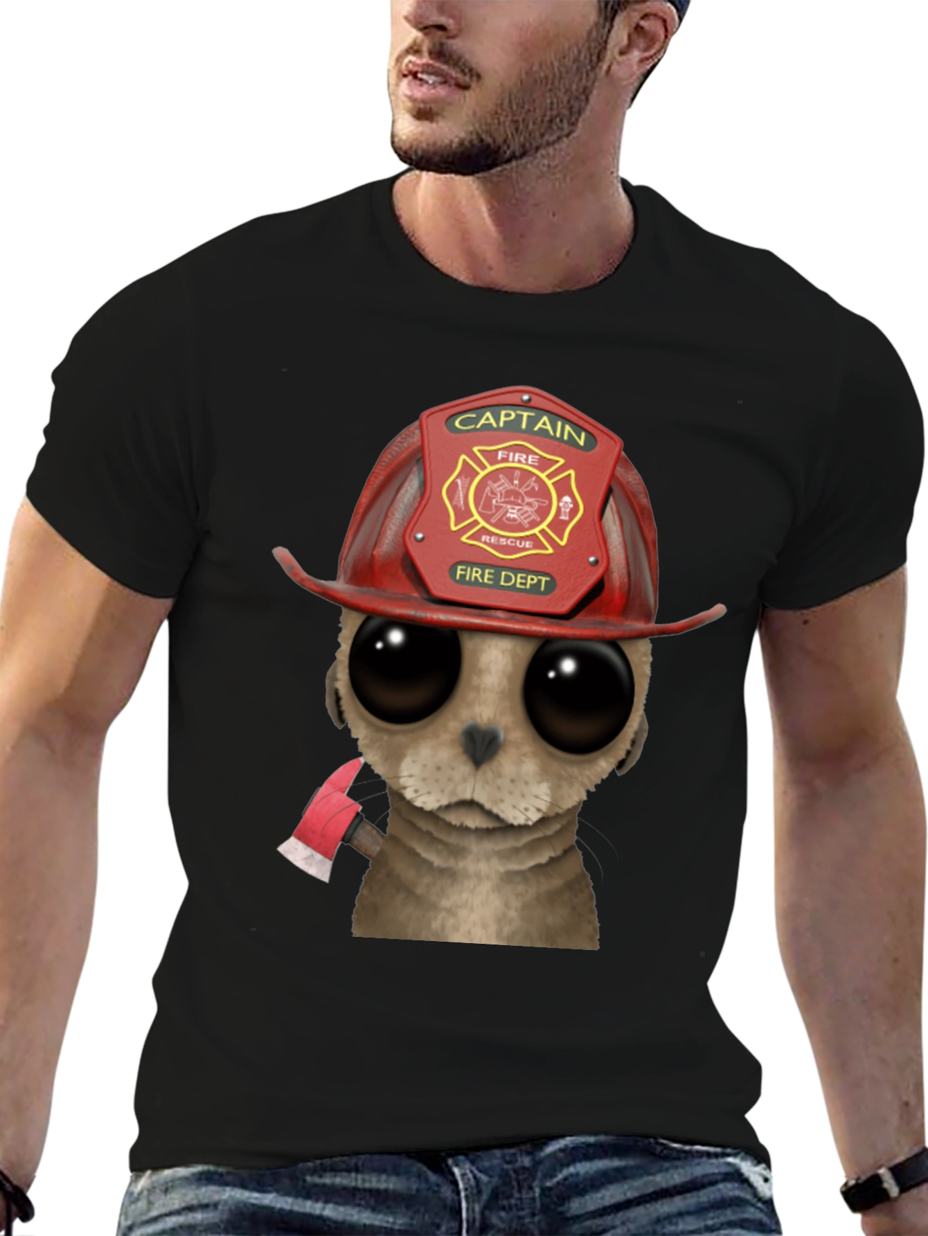 Firefighter Meerkat T-Shirt - Cute Cartoon Animal Design