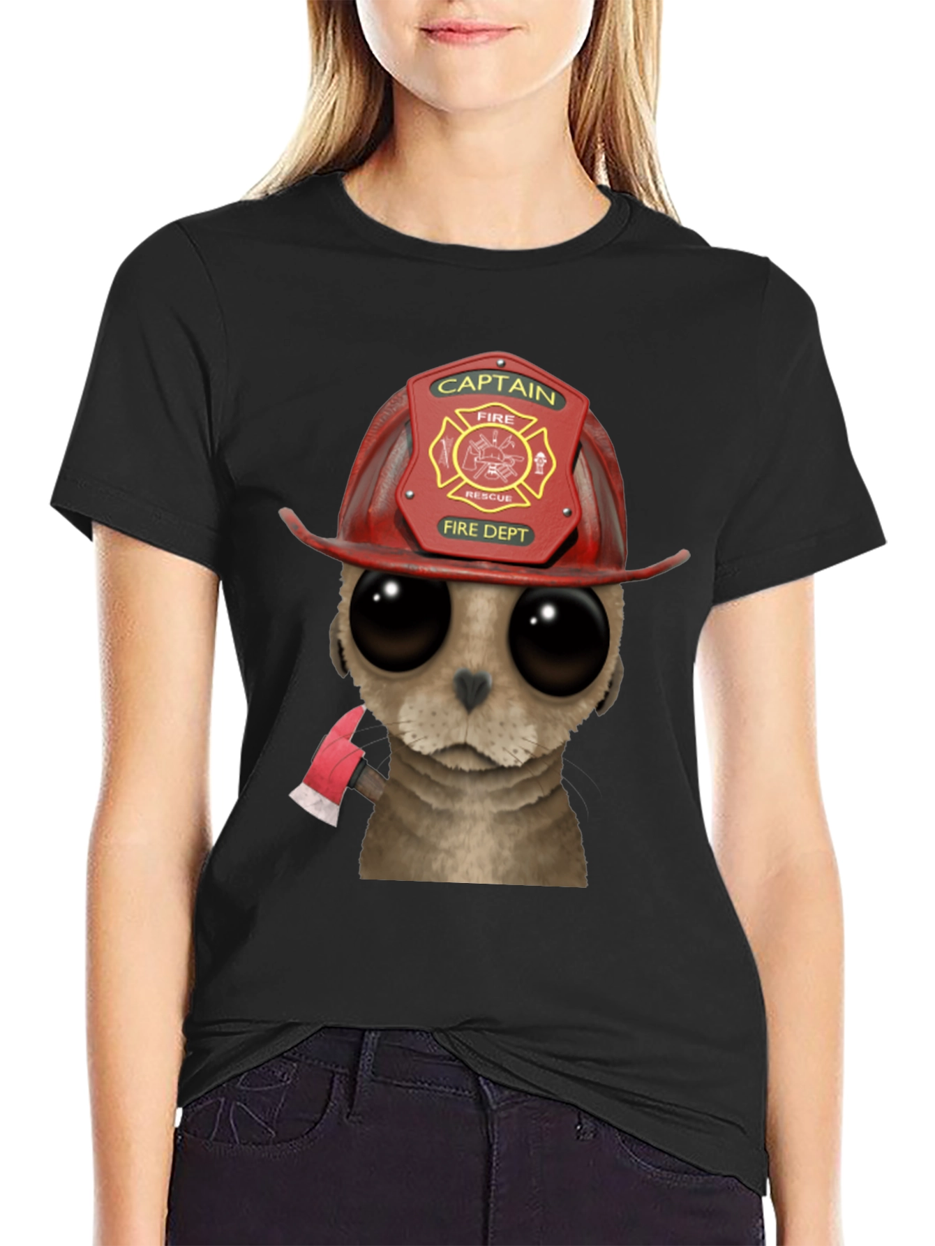 Firefighter Meerkat T-Shirt - Cute Cartoon Animal Design