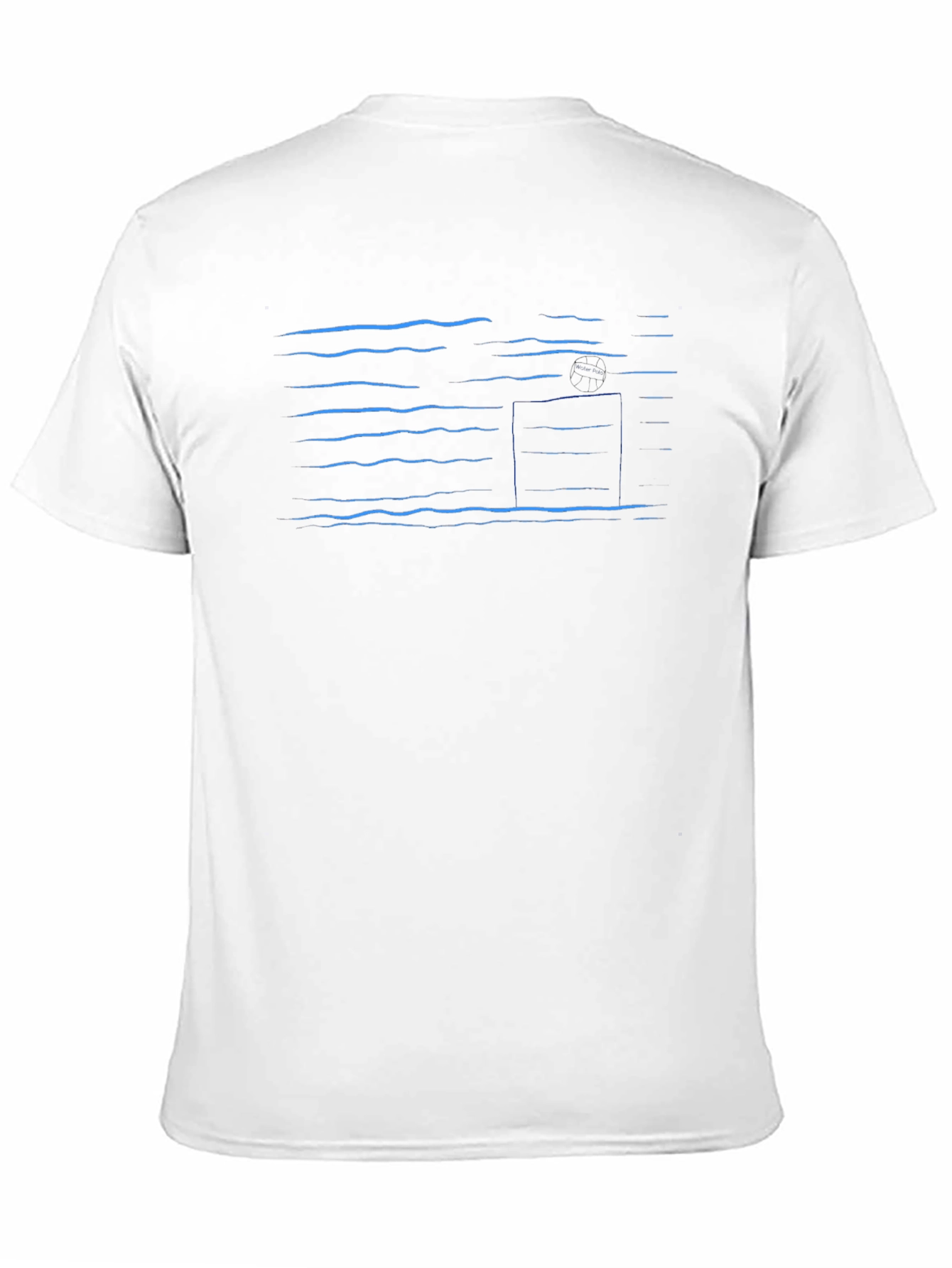 Abstract Blue Line Pattern Black T-Shirt