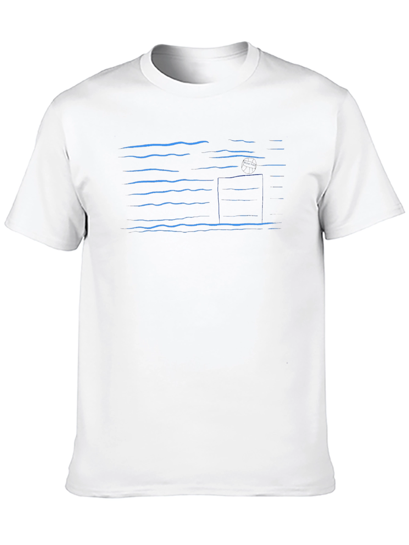 Abstract Blue Line Pattern Black T-Shirt