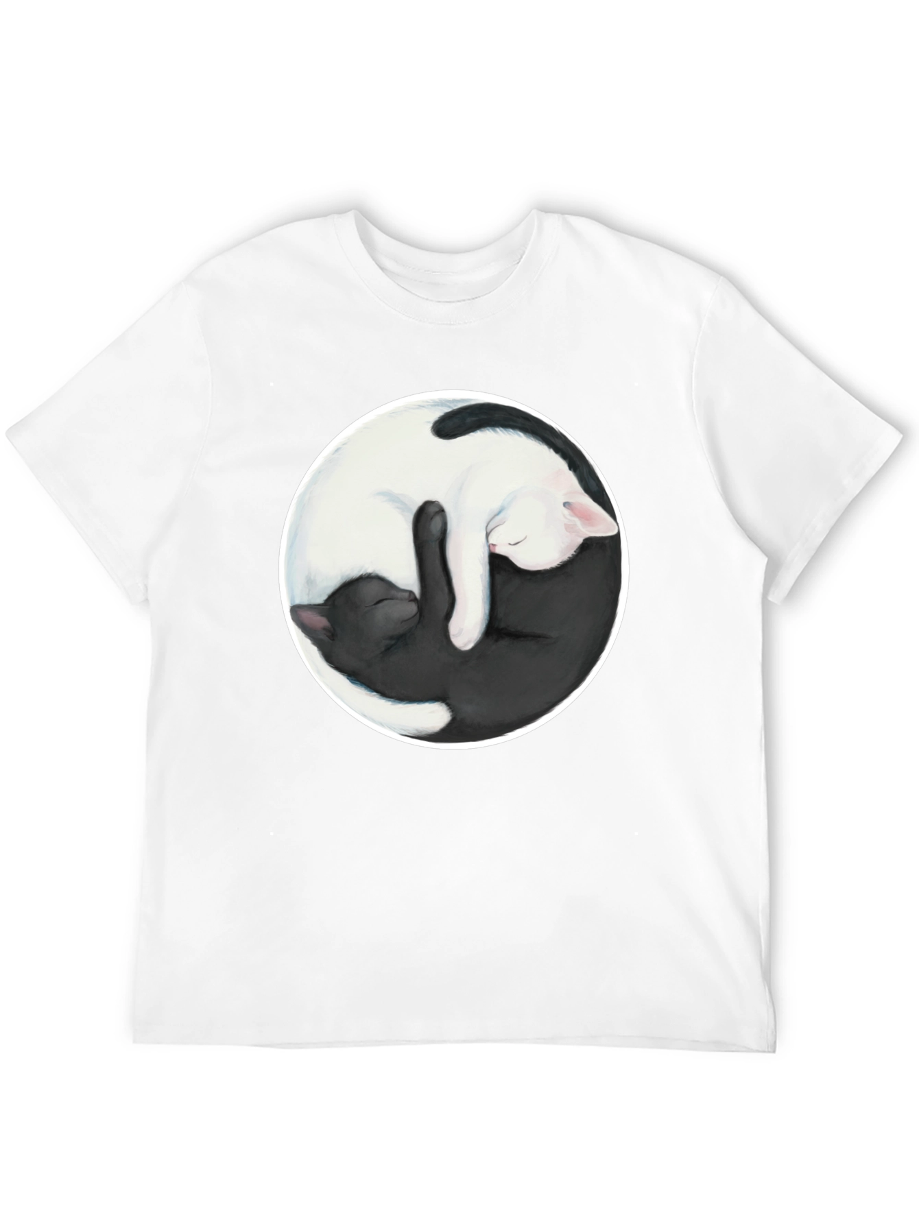 Yin Yang Cats Graphic T-Shirt - Balance & Harmony