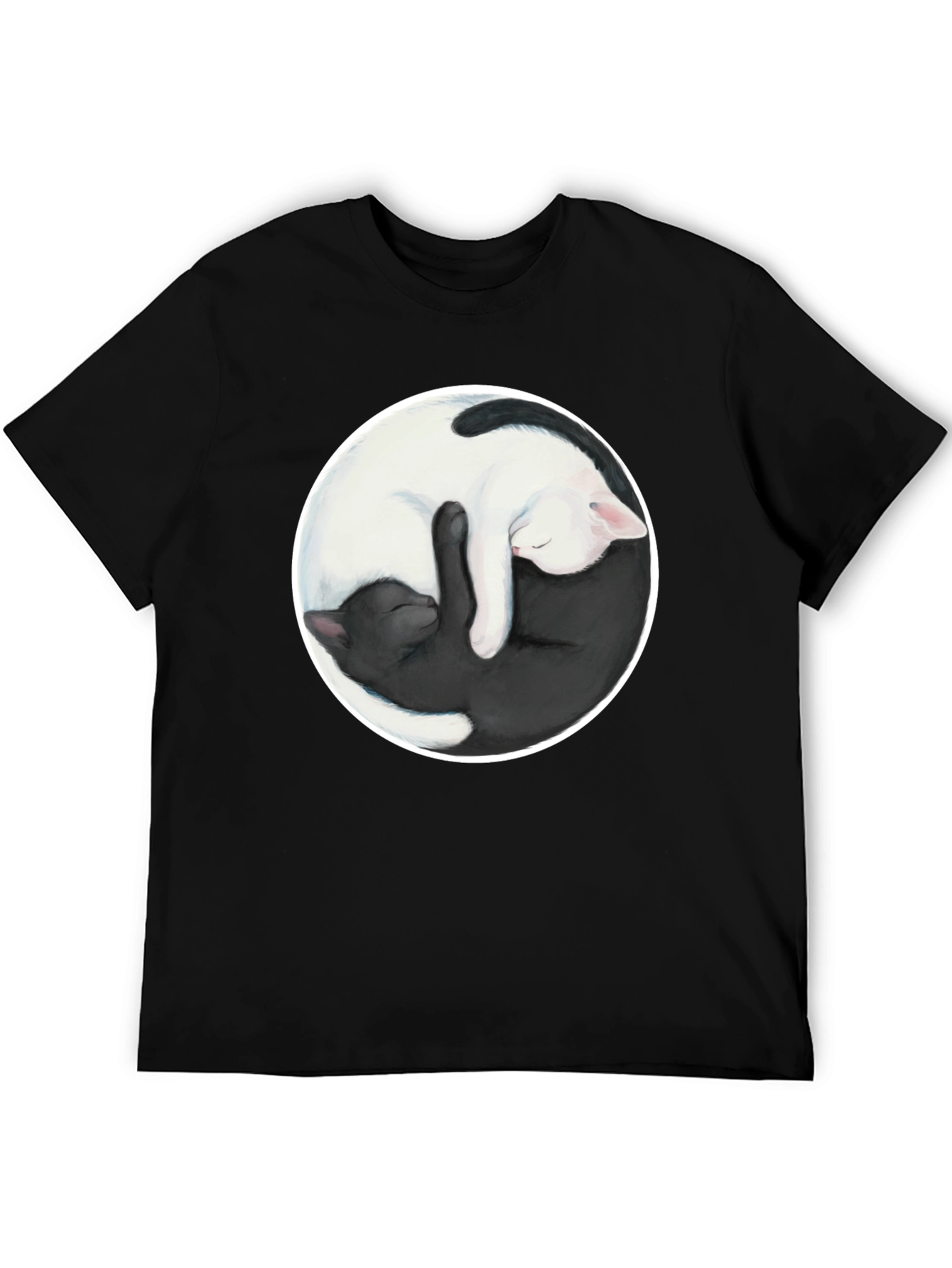 Yin Yang Cats Graphic T-Shirt - Balance & Harmony
