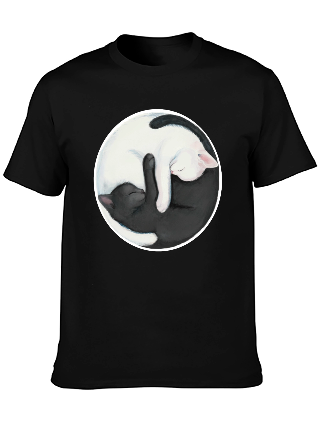 Yin Yang Cats Graphic T-Shirt - Balance & Harmony