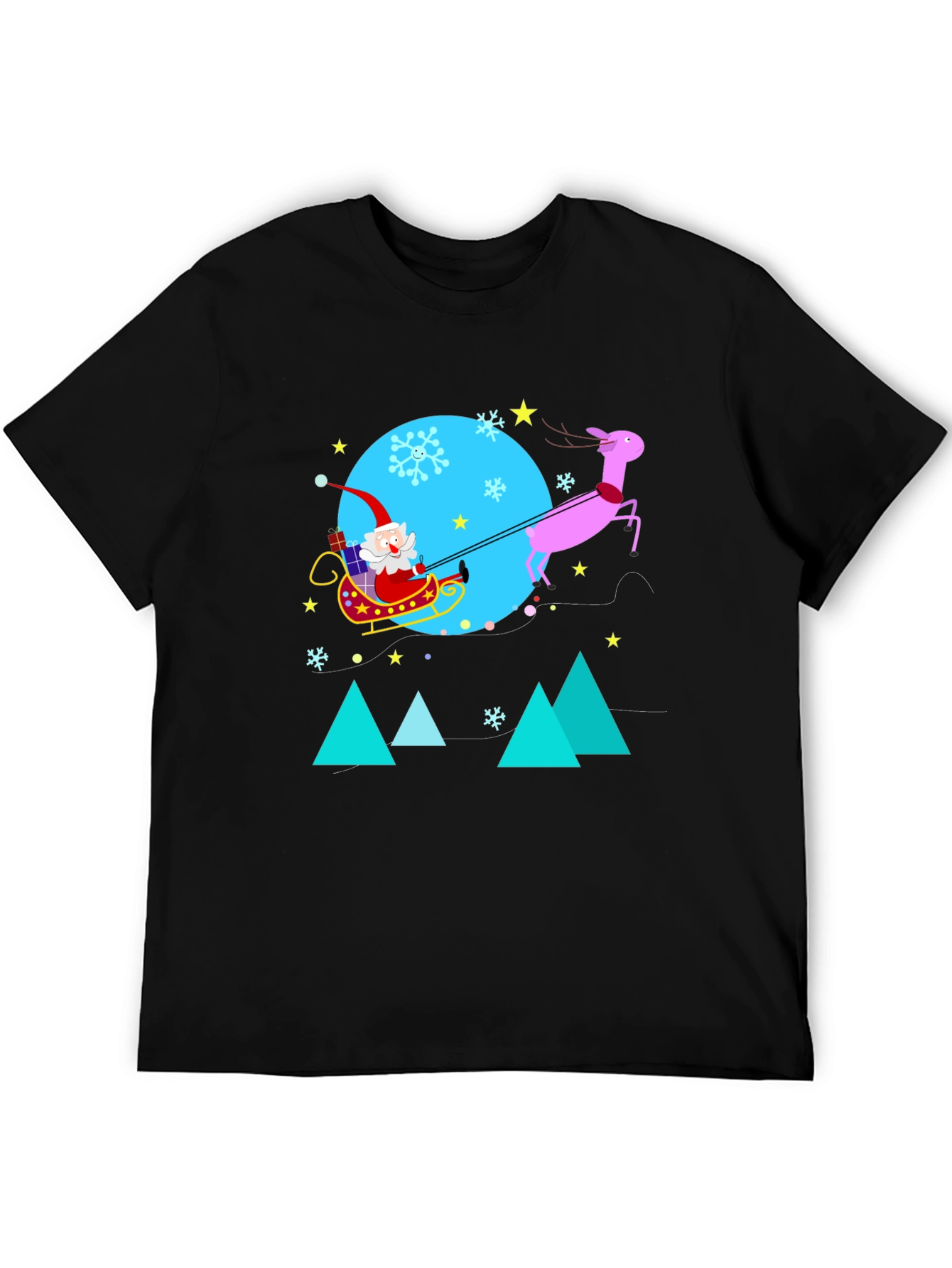 Festive Holiday T-Shirt - Santa & Reindeer