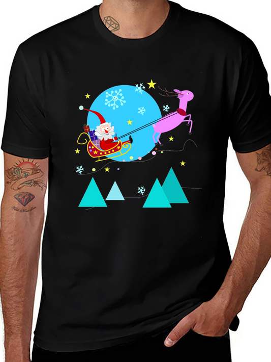 Festive Holiday T-Shirt - Santa & Reindeer