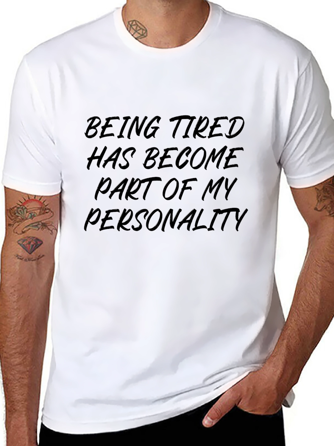 Being Tired Personality Black Graphic Tee