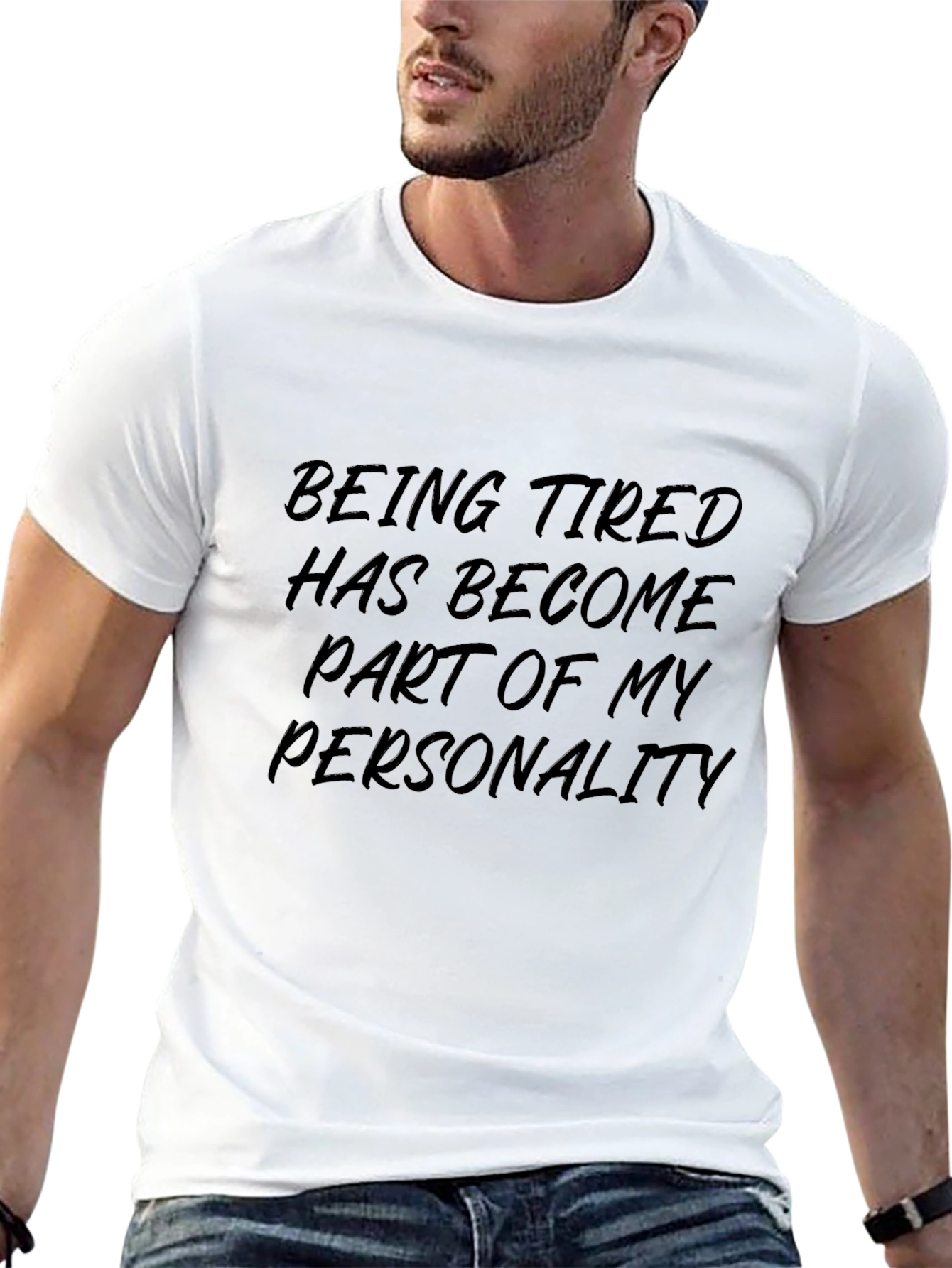 Being Tired Personality Black Graphic Tee