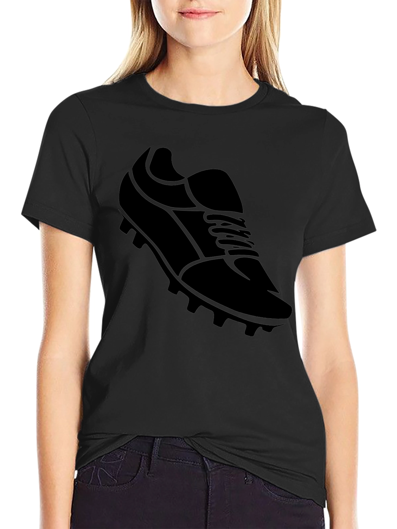 Mens Black Soccer Shoe Graphic T-Shirt