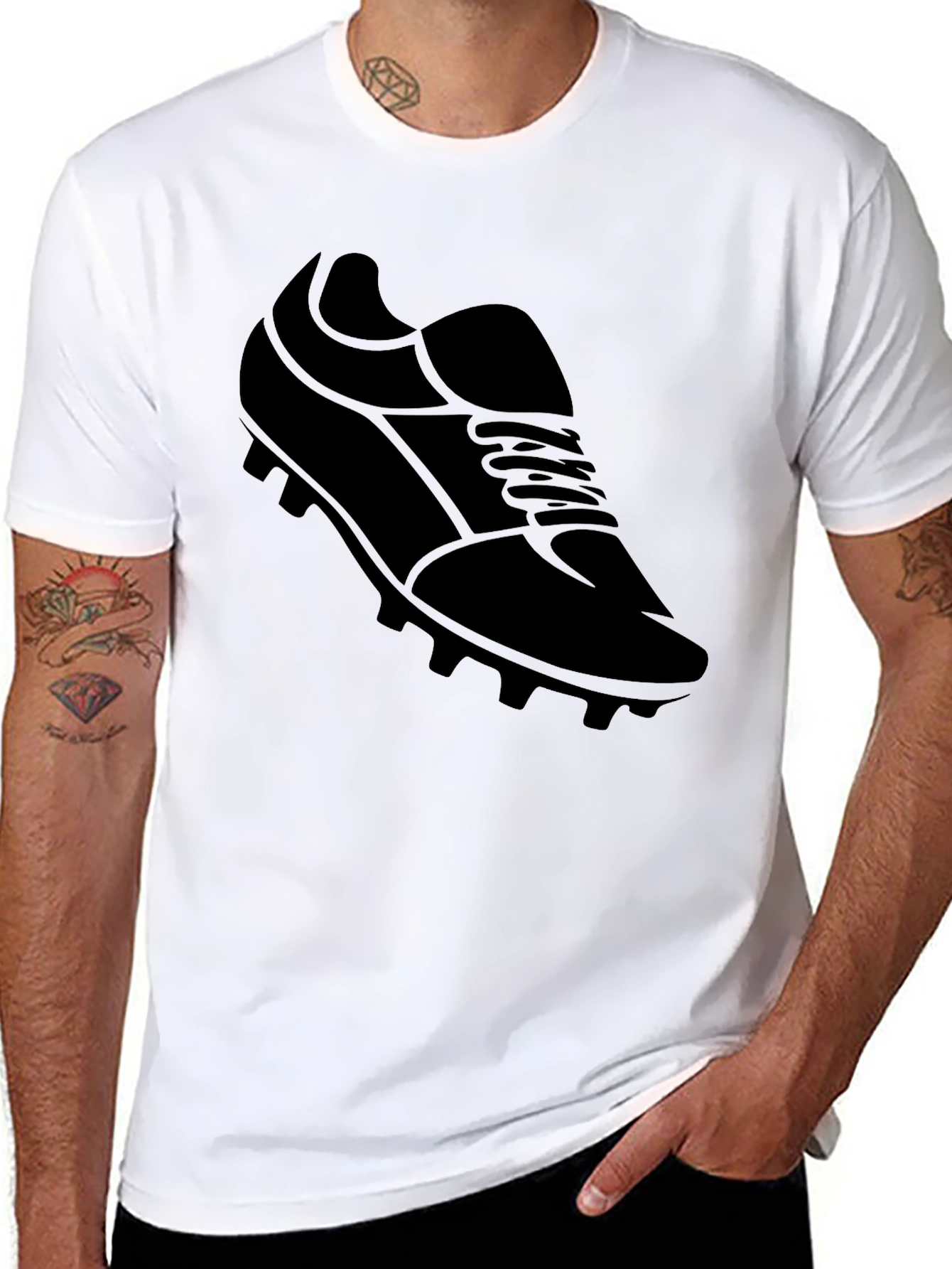 Mens Black Soccer Shoe Graphic T-Shirt