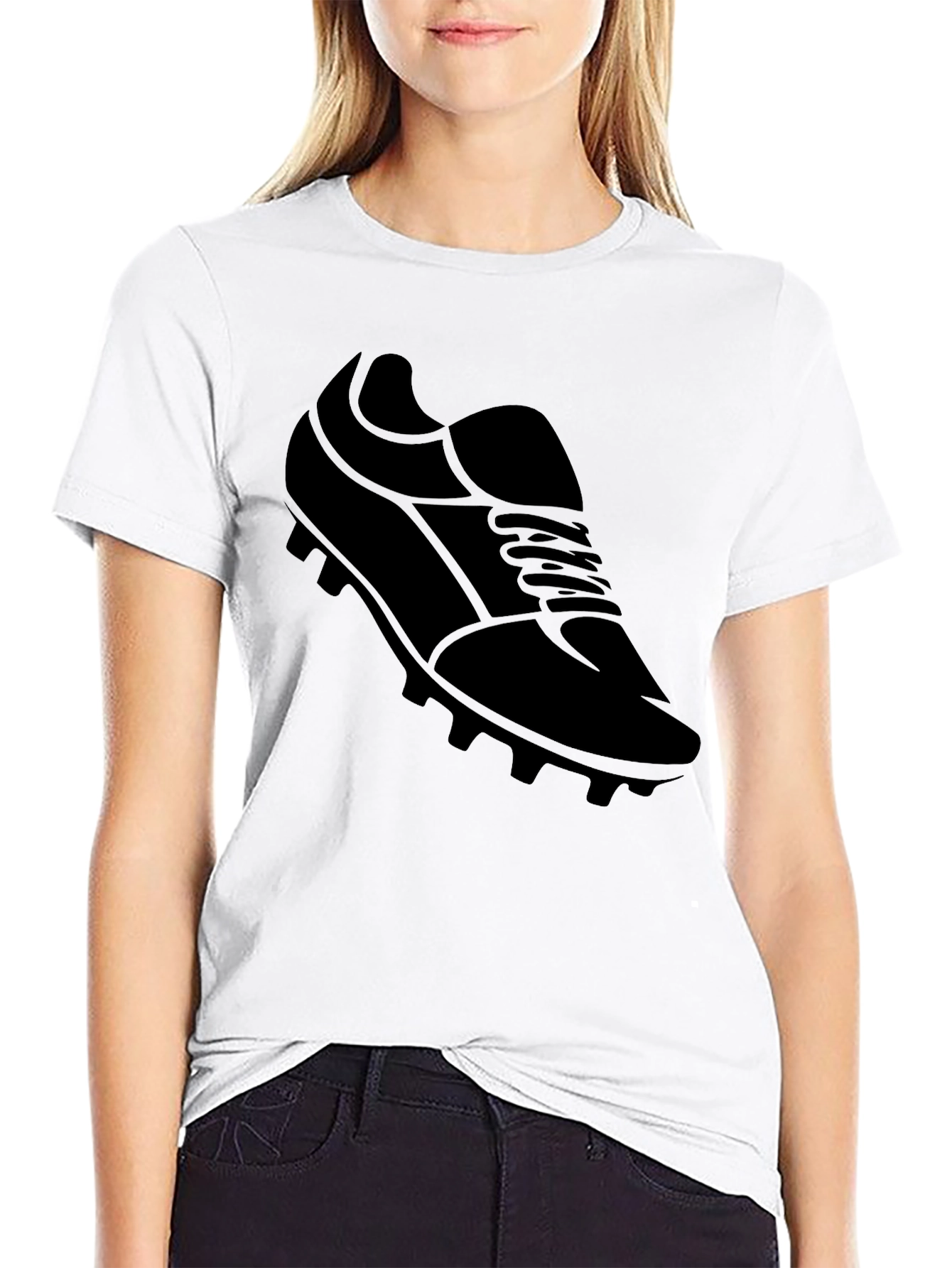 Mens Black Soccer Shoe Graphic T-Shirt