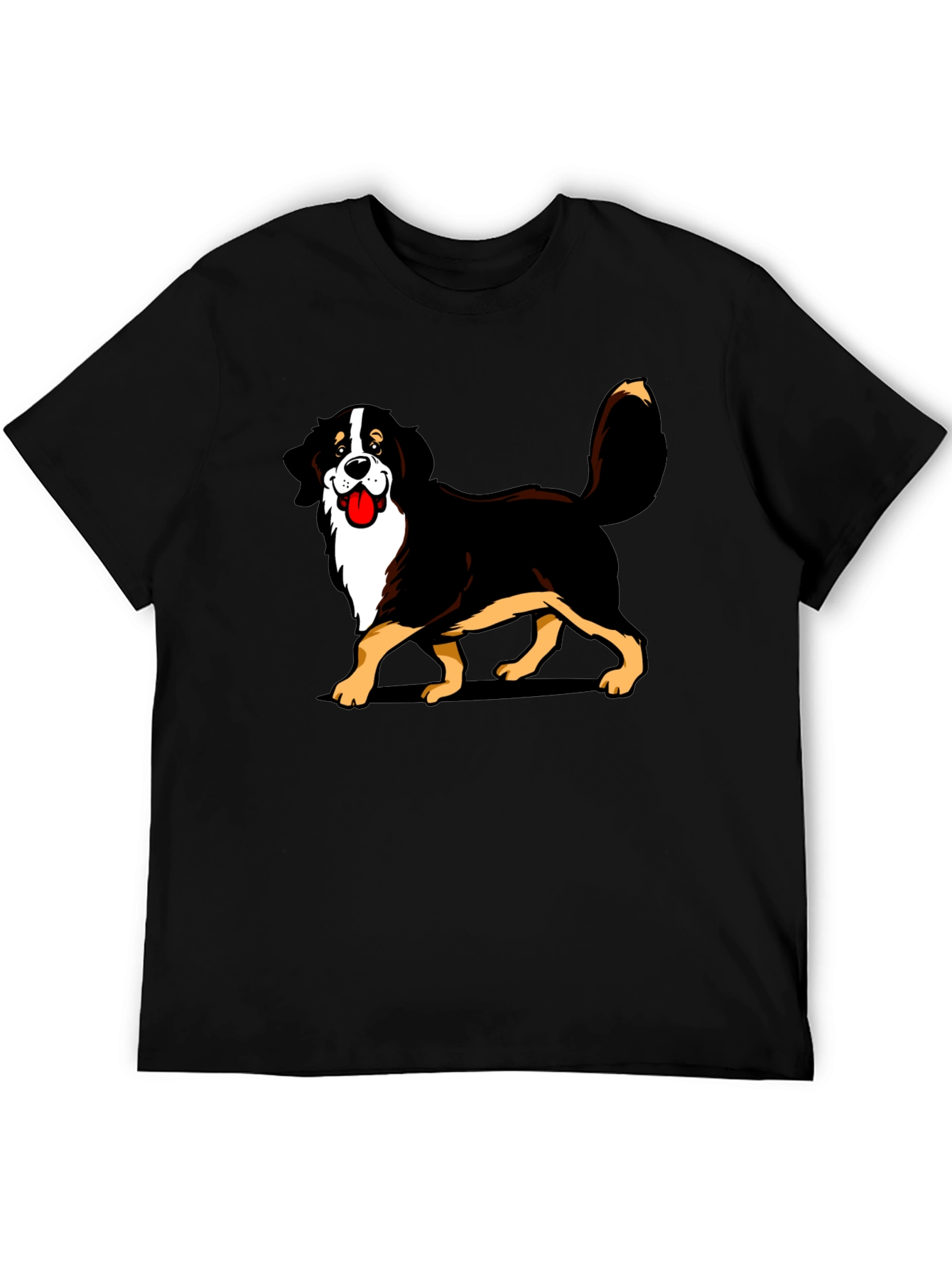 Bernese Mountain Dog Cartoon Graphic Tee - Black T-Shirt