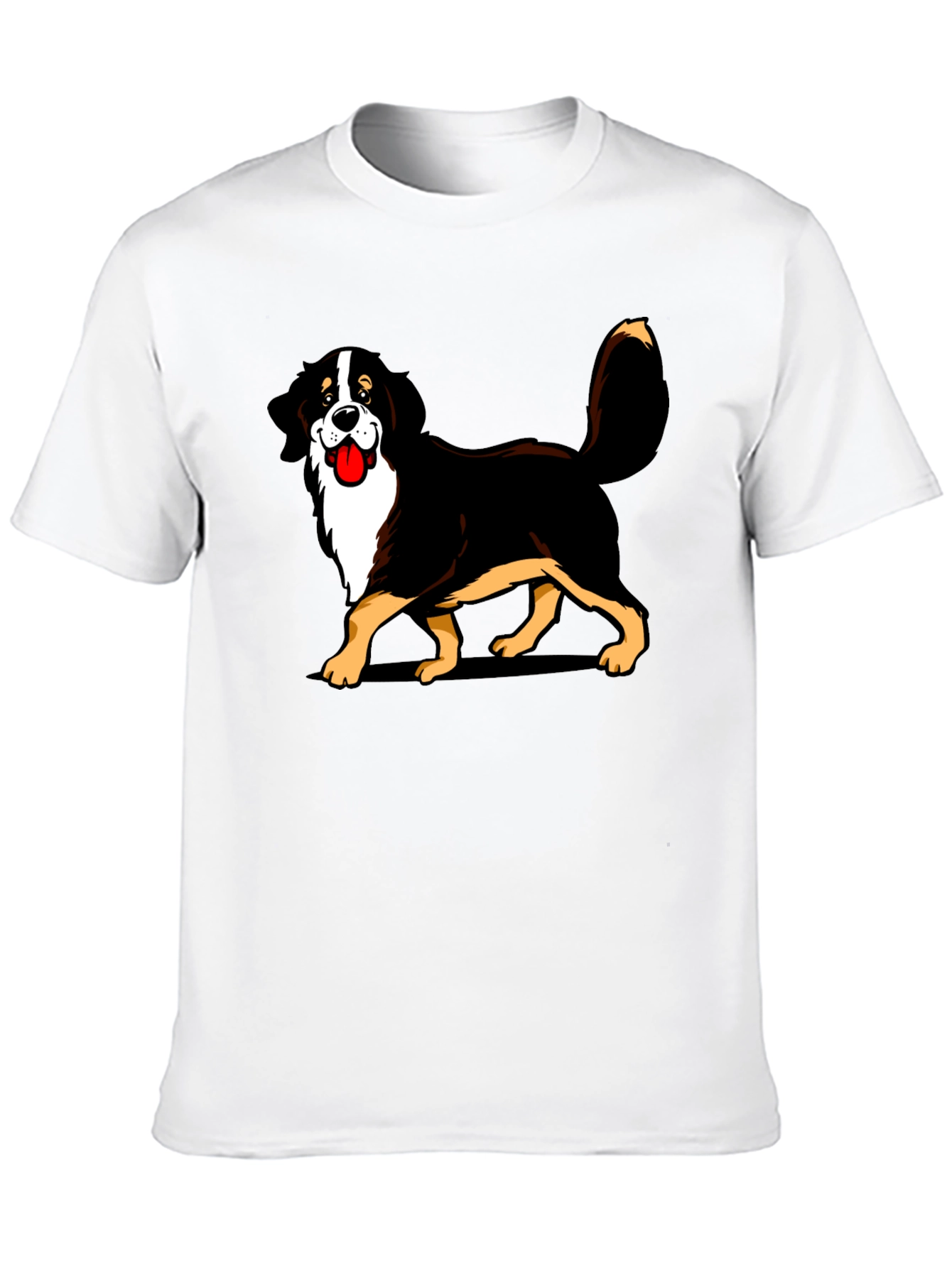Bernese Mountain Dog Cartoon Graphic Tee - Black T-Shirt