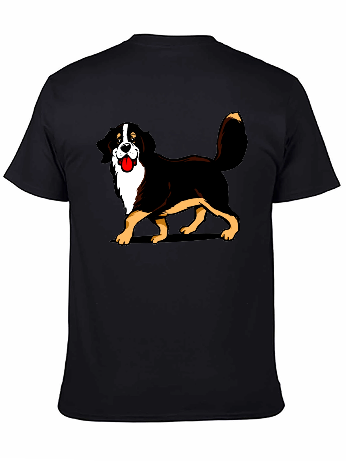 Bernese Mountain Dog Cartoon Graphic Tee - Black T-Shirt