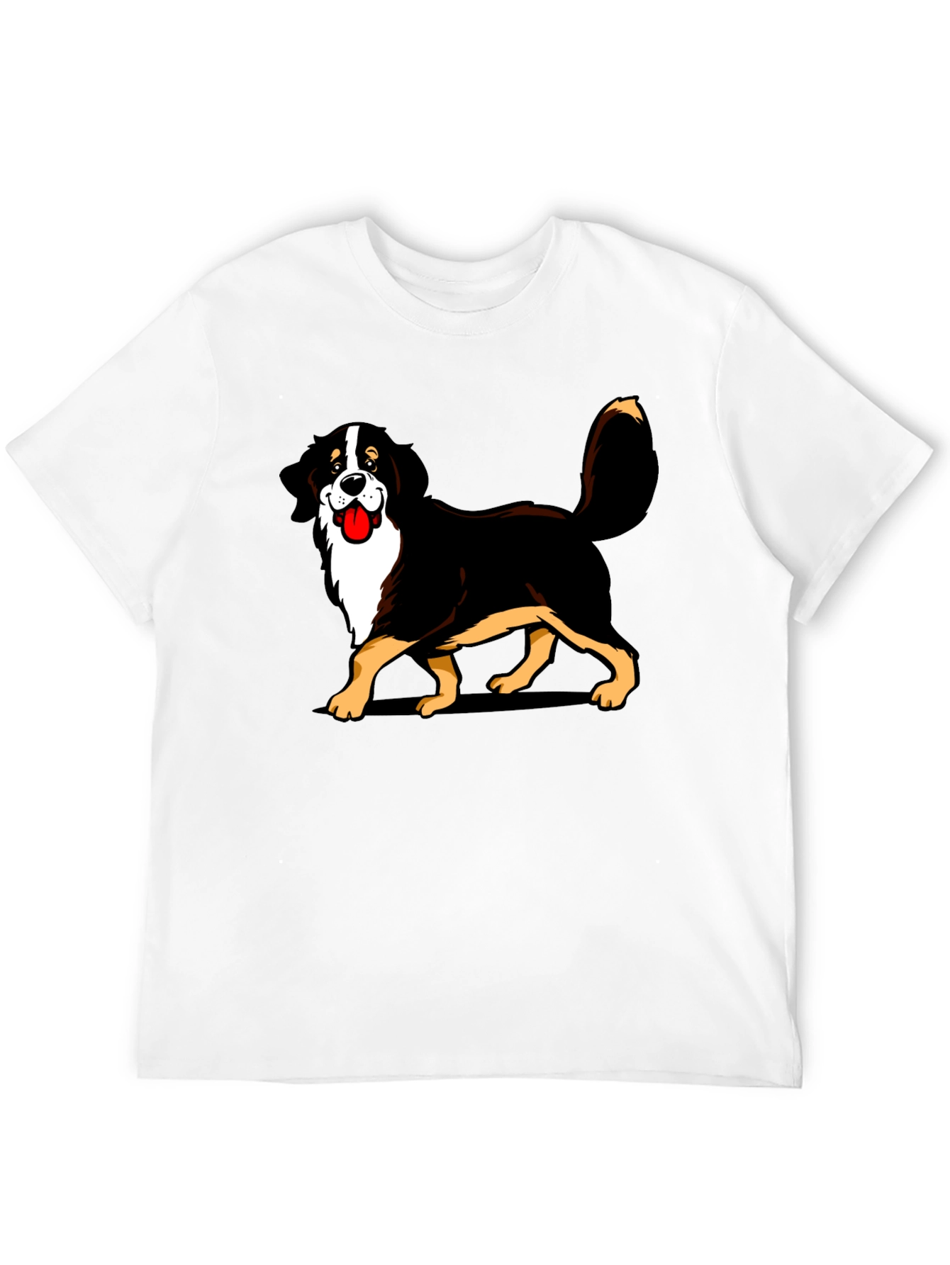 Bernese Mountain Dog Cartoon Graphic Tee - Black T-Shirt
