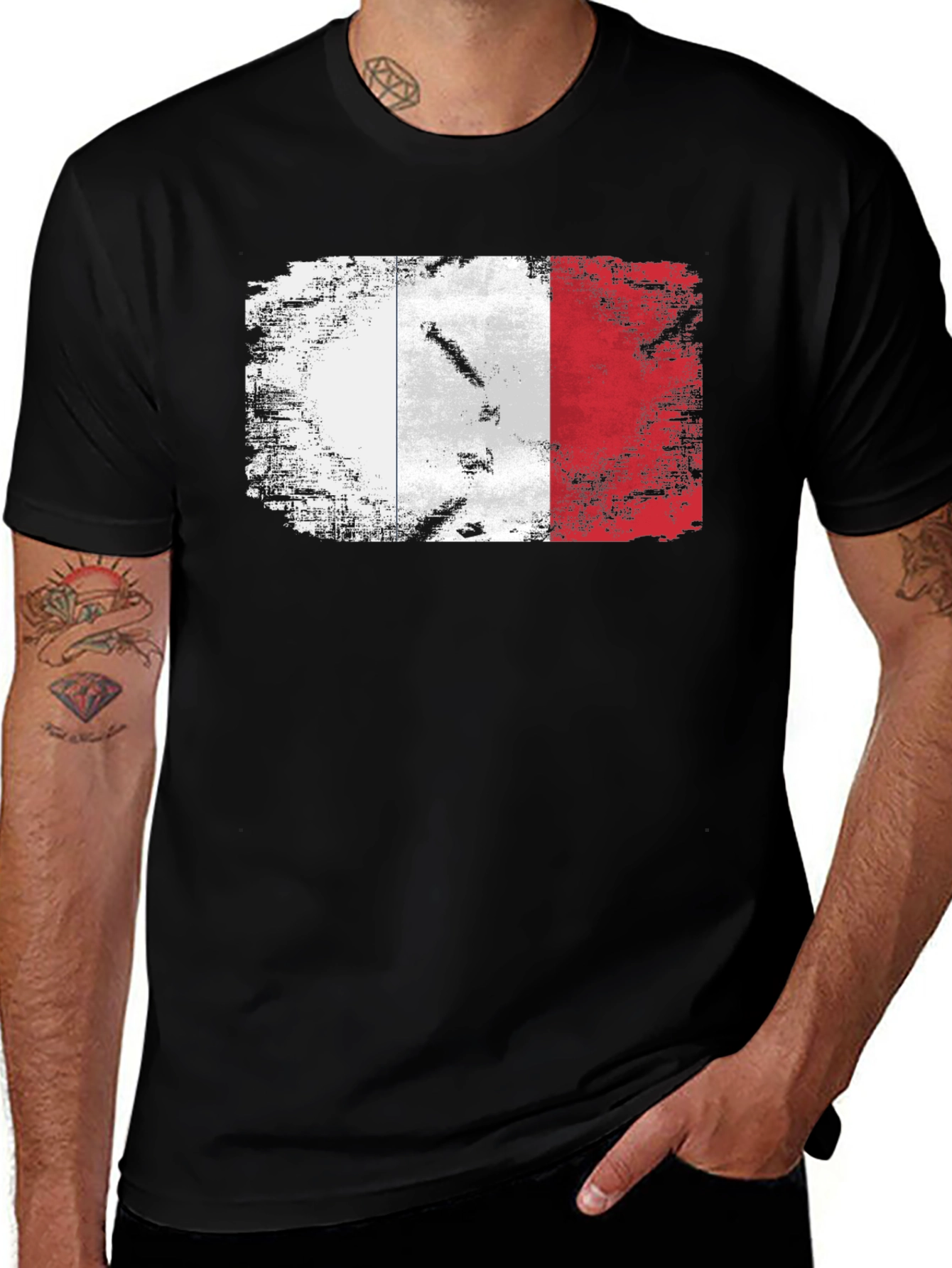 French Flag Distressed T-Shirt