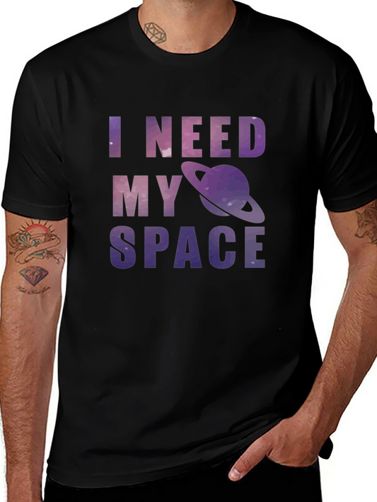 I Need My Space Graphic Tee - Black Cotton T-Shirt