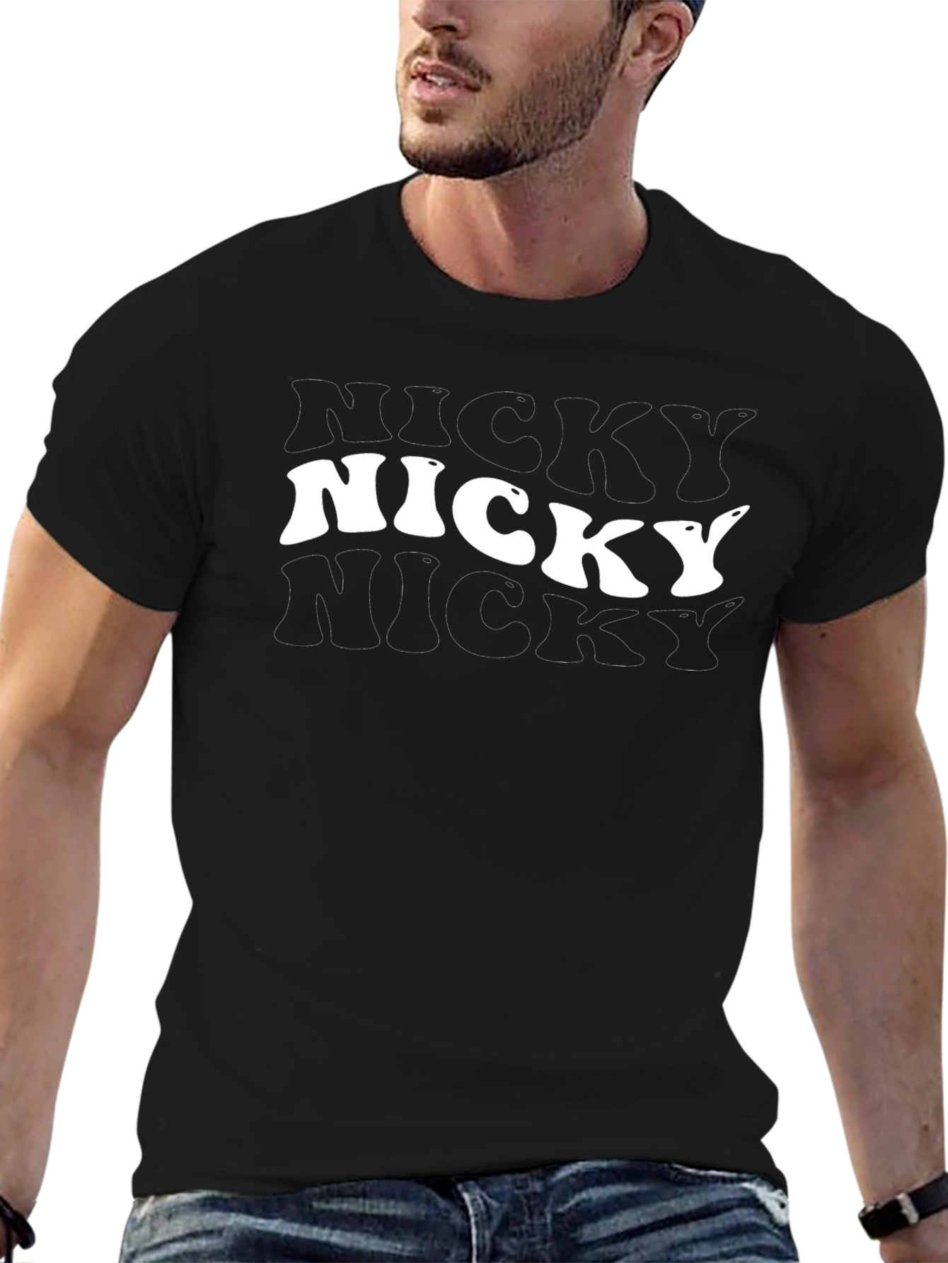 Nicky Graphic Tee - Retro Cool Black T-Shirt