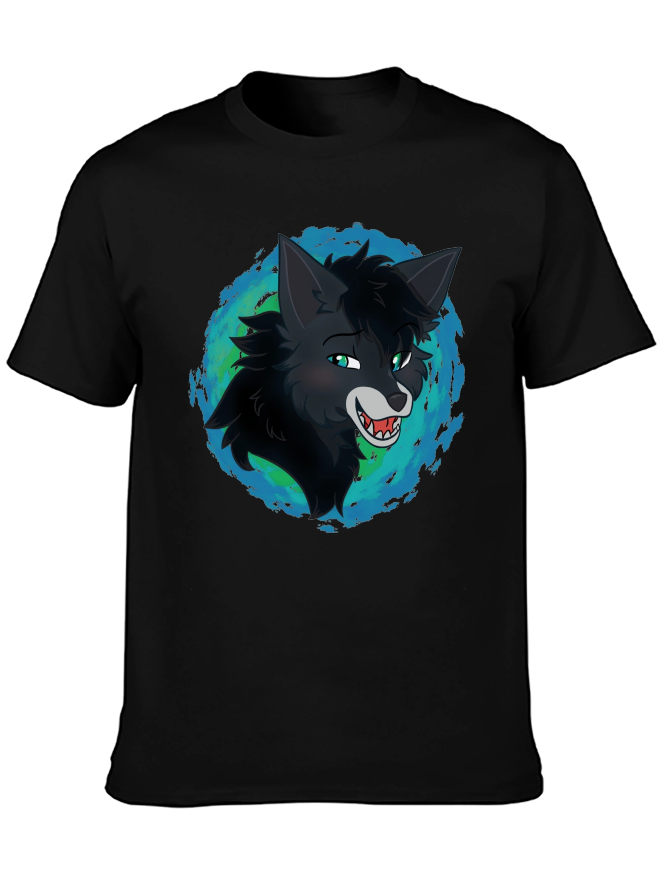 Wolf Graphic Print Black T-Shirt