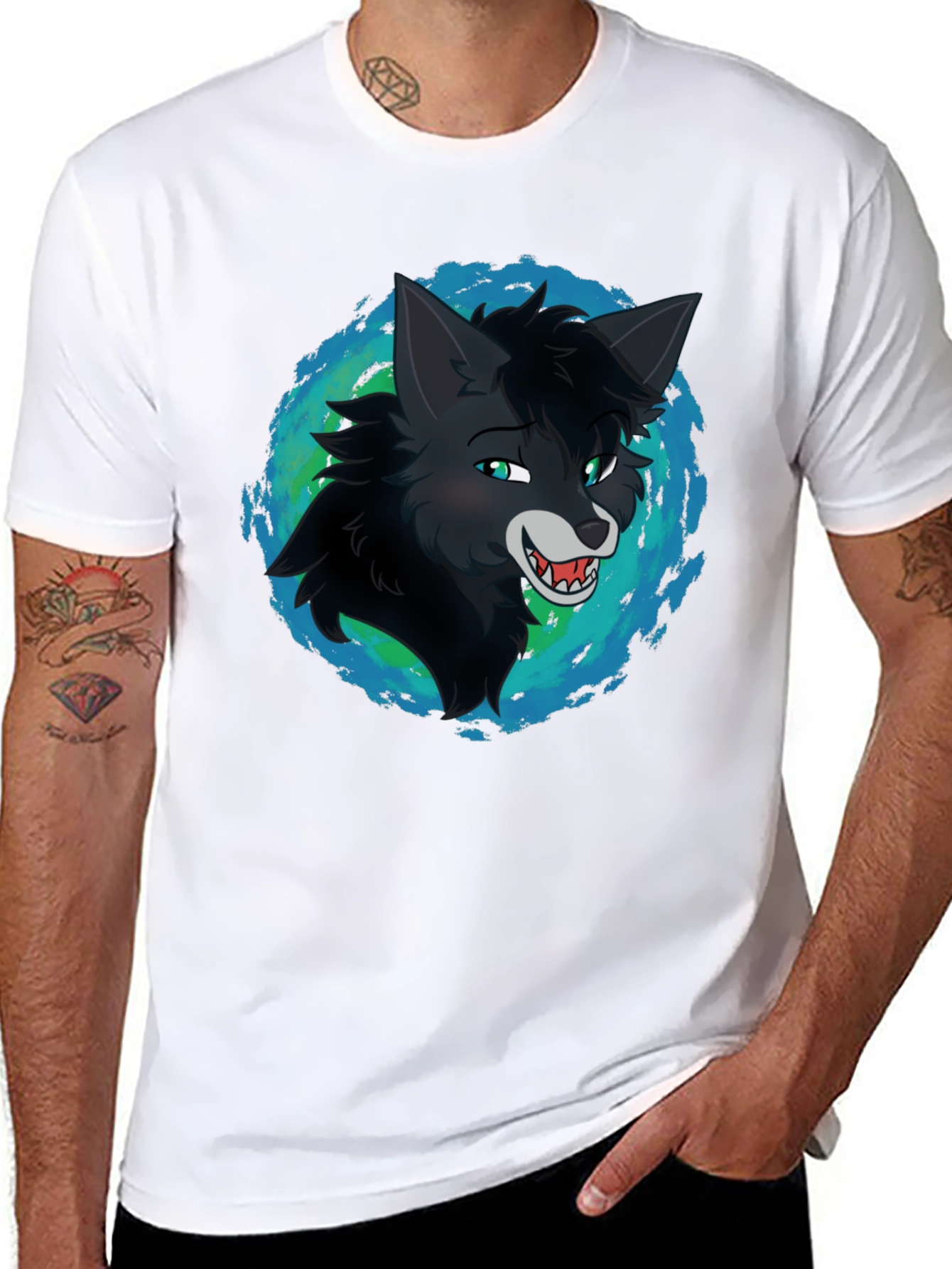 Wolf Graphic Print Black T-Shirt