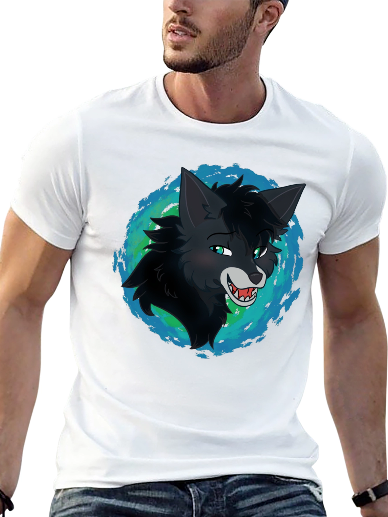 Wolf Graphic Print Black T-Shirt