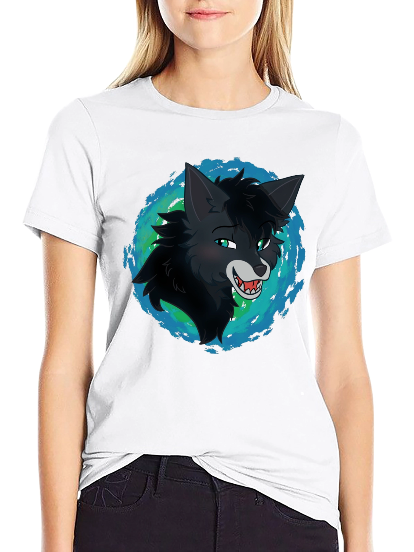 Wolf Graphic Print Black T-Shirt