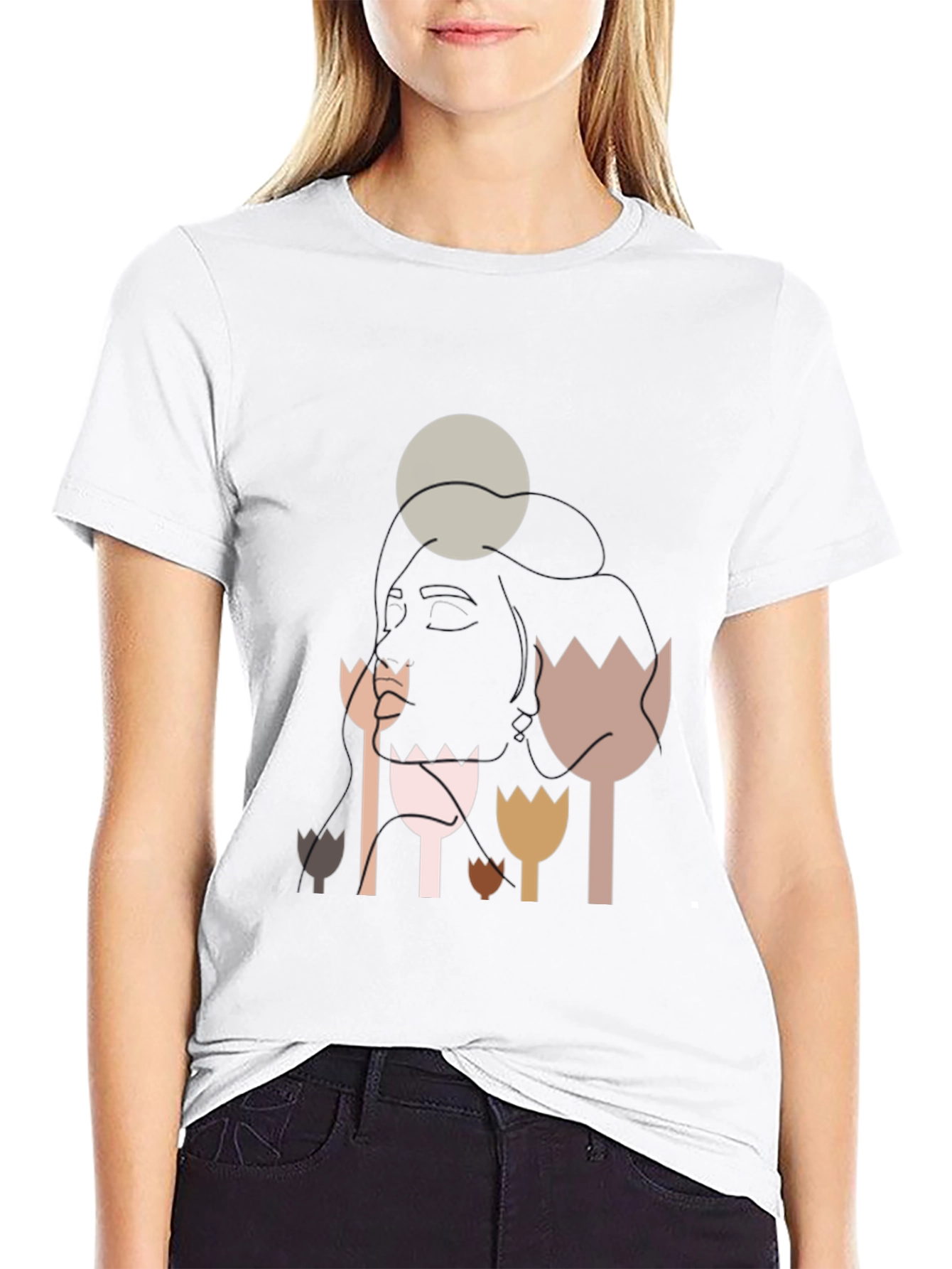 Abstract Floral Graphic T-Shirt - Soft Black