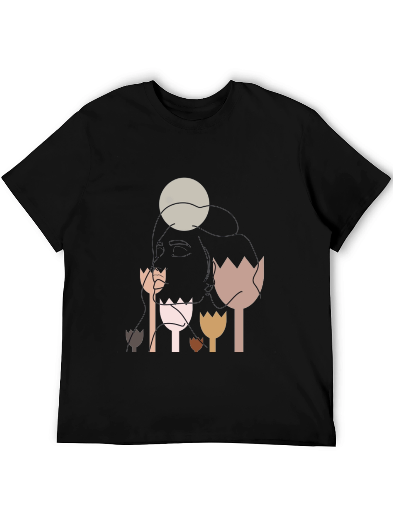 Abstract Floral Graphic T-Shirt - Soft Black