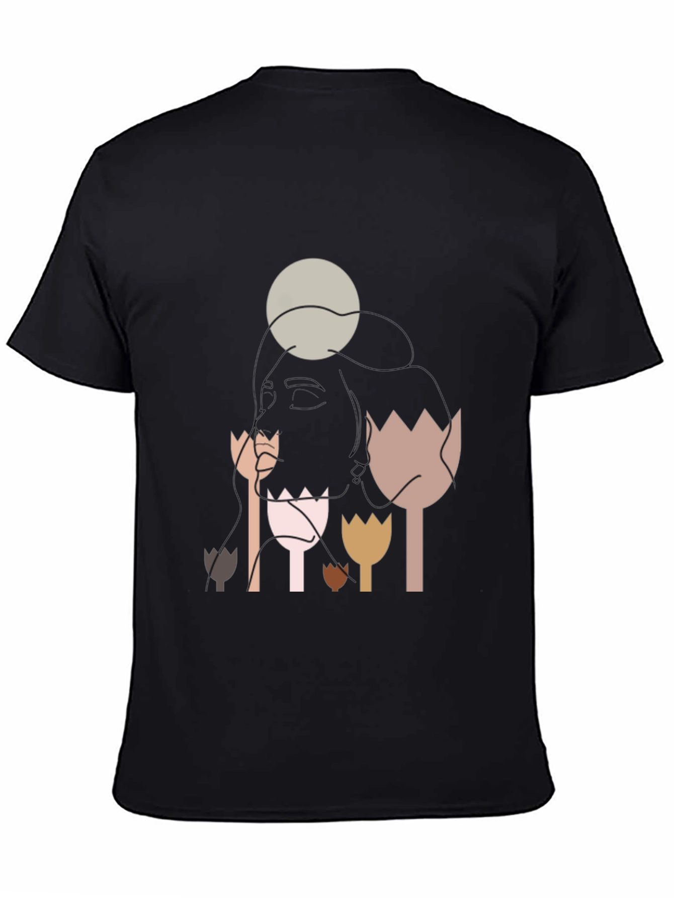 Abstract Floral Graphic T-Shirt - Soft Black