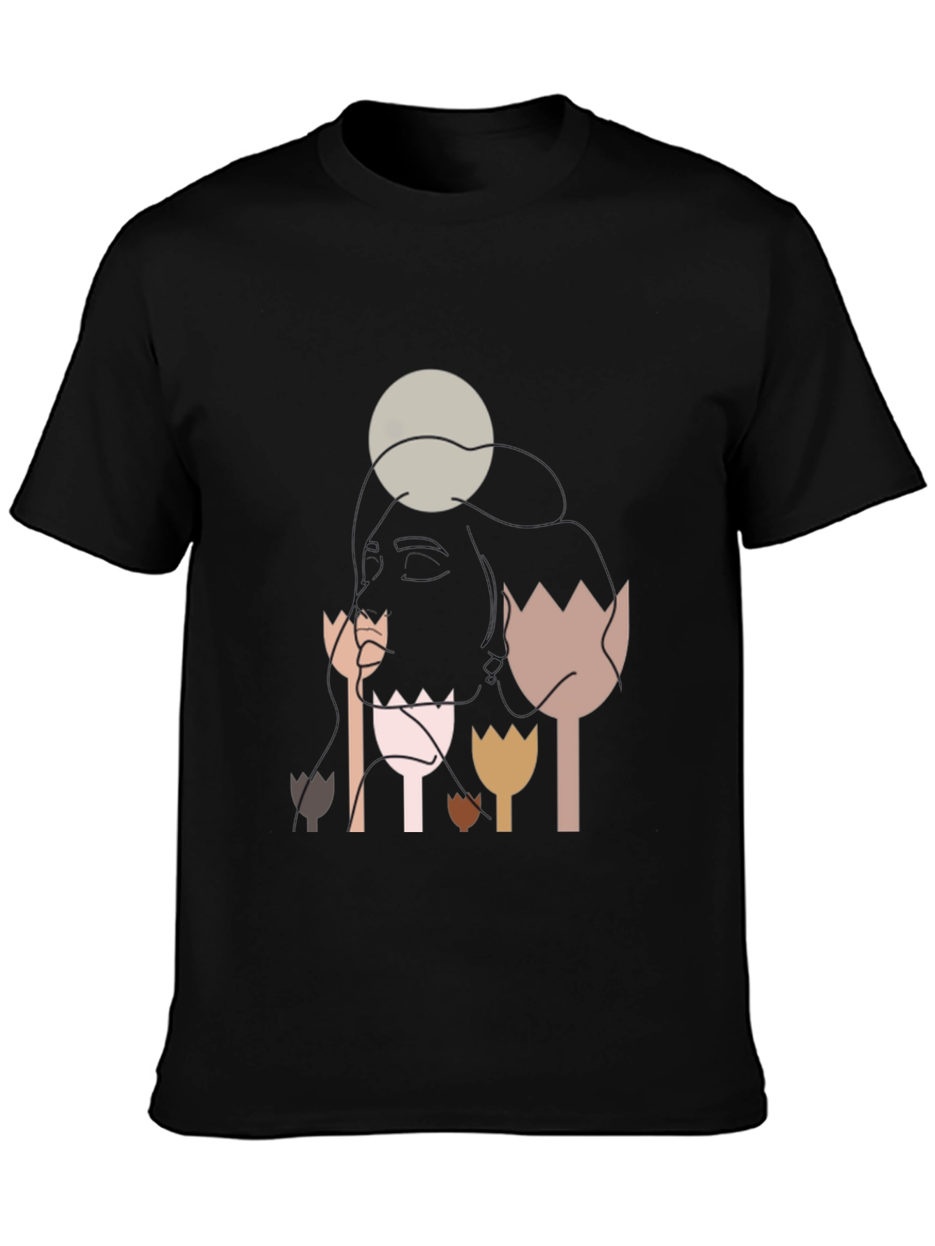 Abstract Floral Graphic T-Shirt - Soft Black