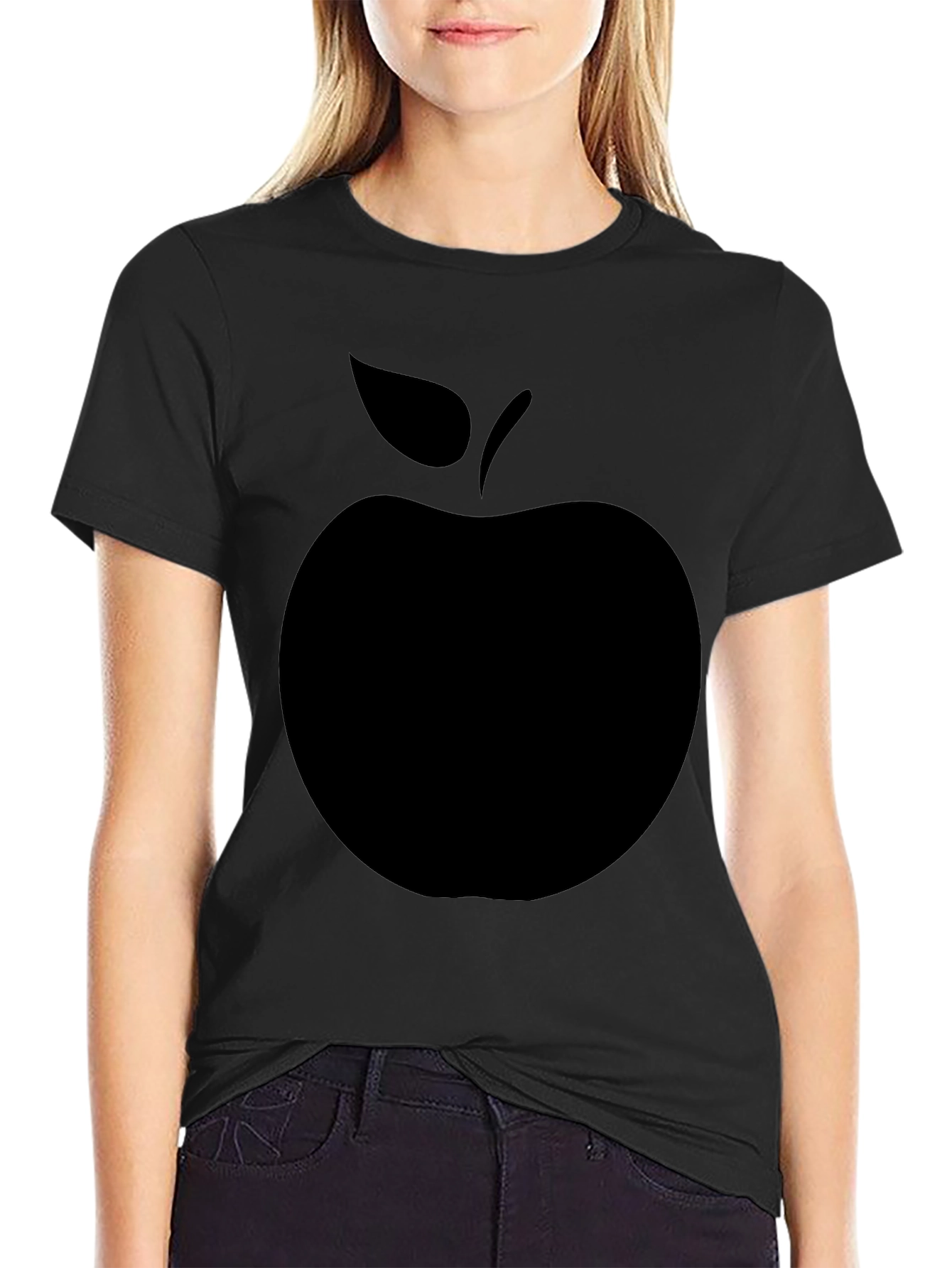 Mens Black Apple Graphic T-Shirt