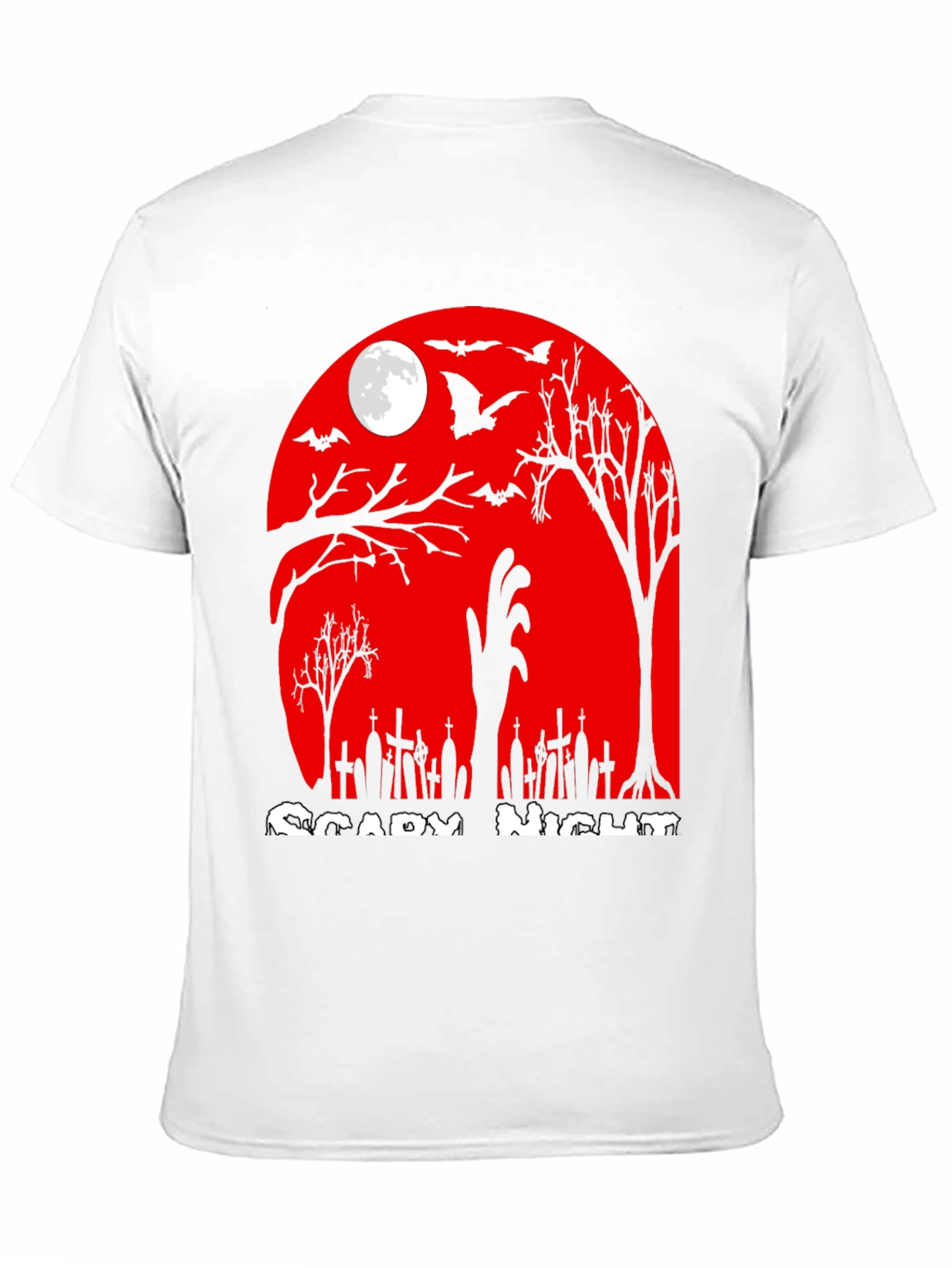 Scary Night Halloween T-Shirt - Zombie Graveyard Design