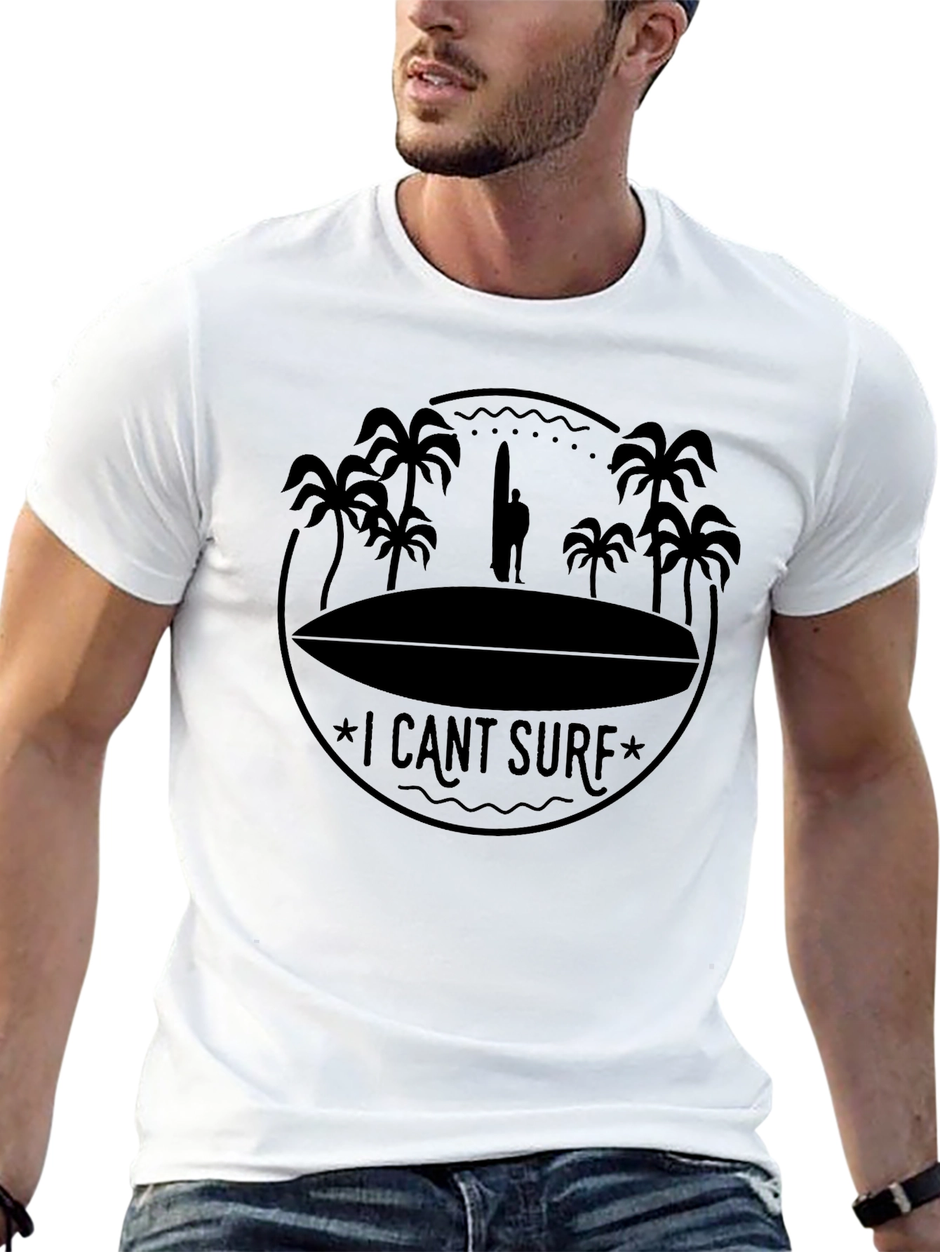 I Cant Surf Graphic Tee - Tropical Beach Vibe