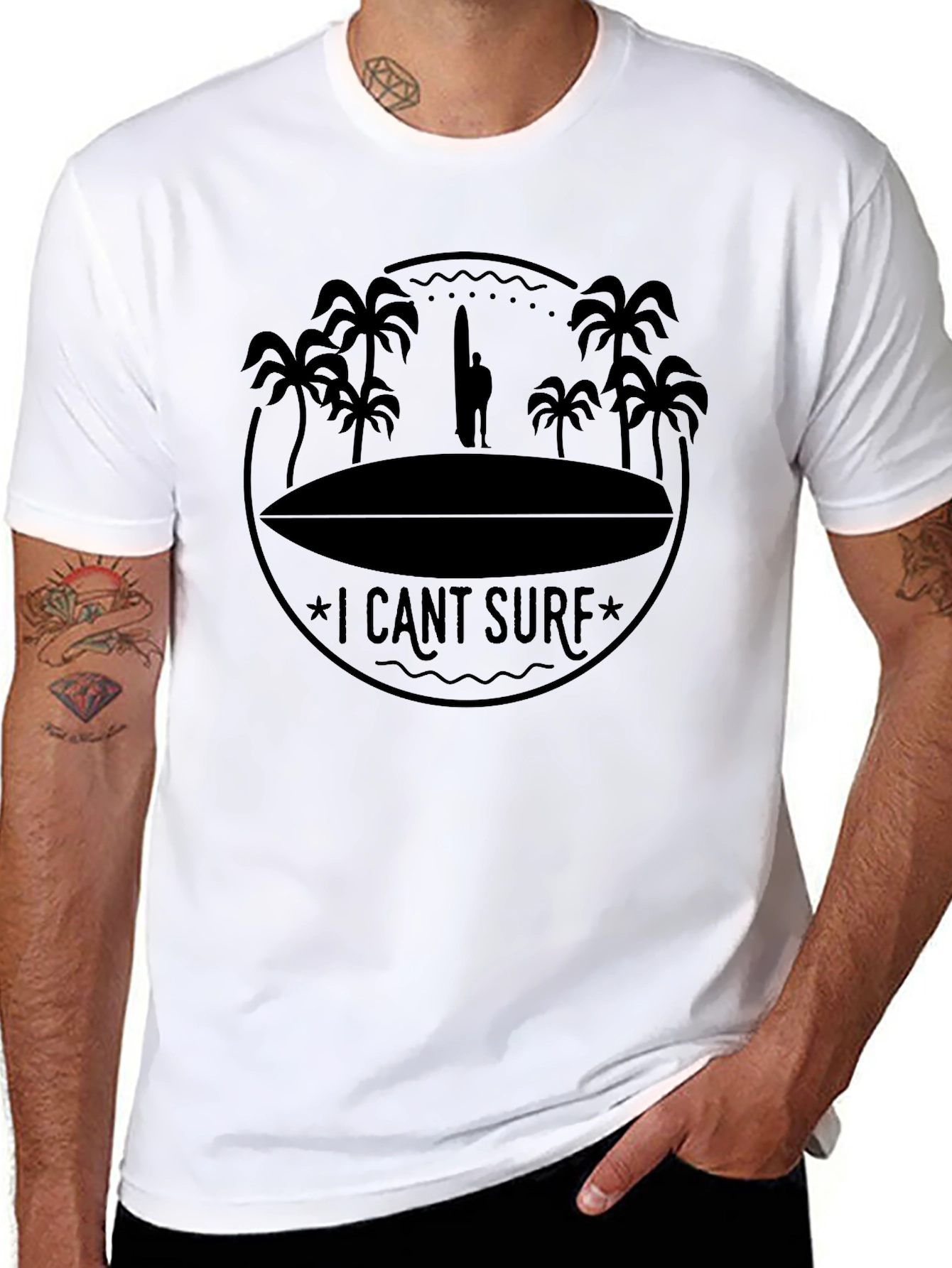 I Cant Surf Graphic Tee - Tropical Beach Vibe