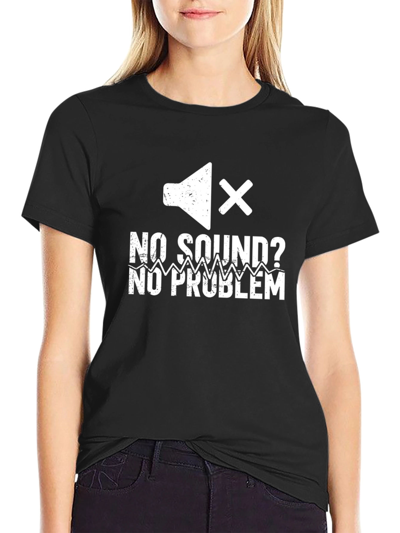 No Sound? No Problem Black T-Shirt