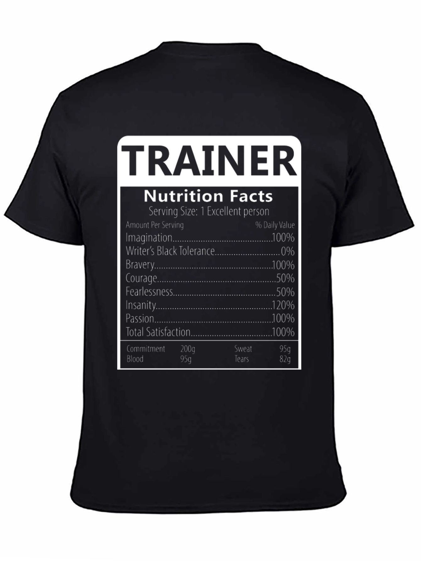 Trainer Nutrition Facts Graphic Tee
