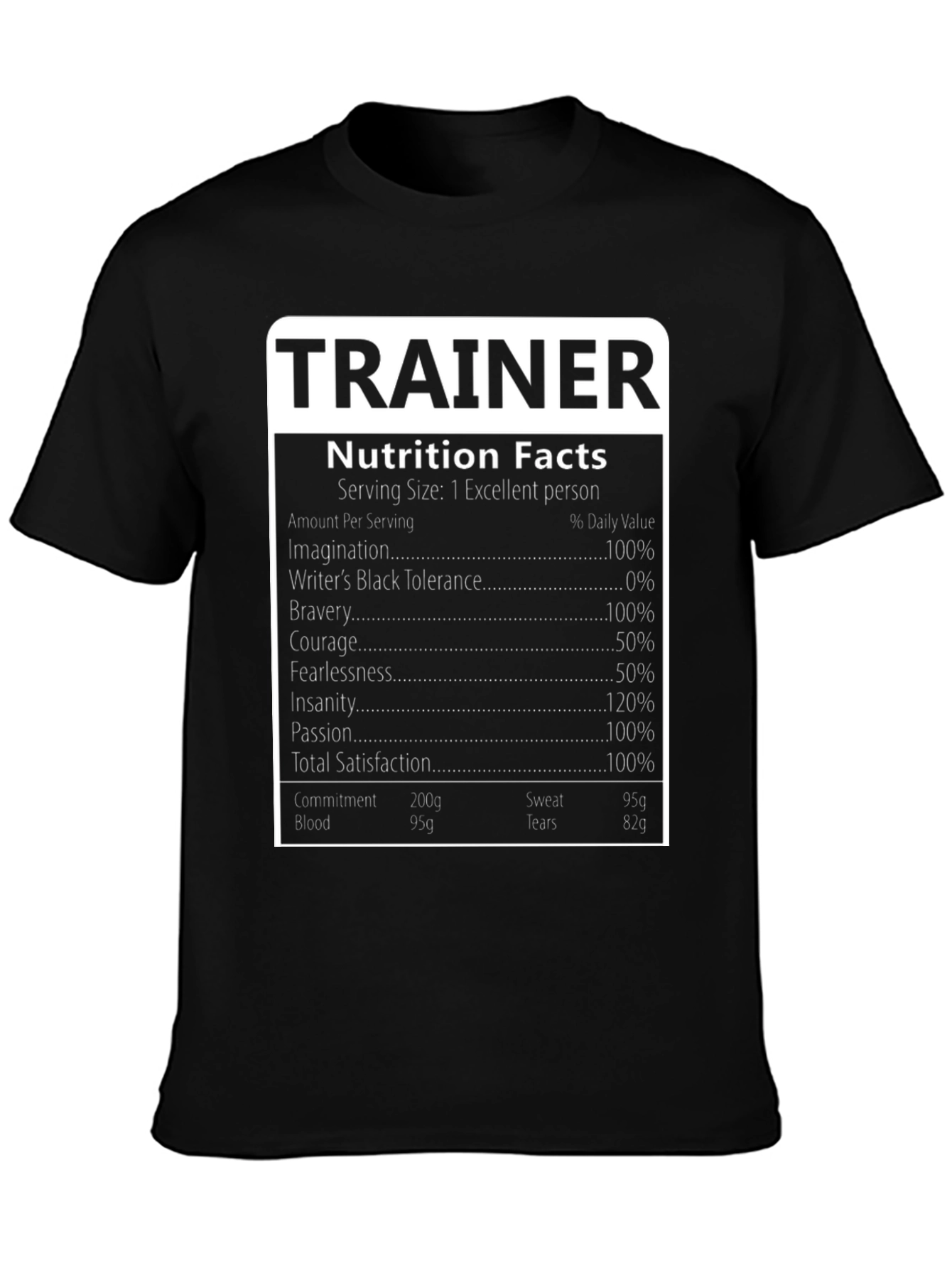 Trainer Nutrition Facts Graphic Tee