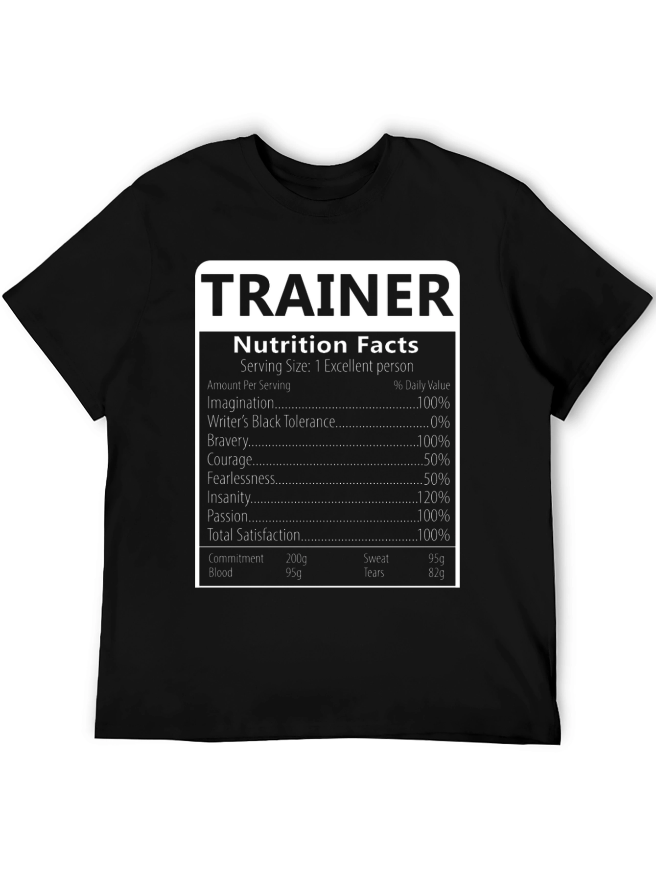 Trainer Nutrition Facts Graphic Tee