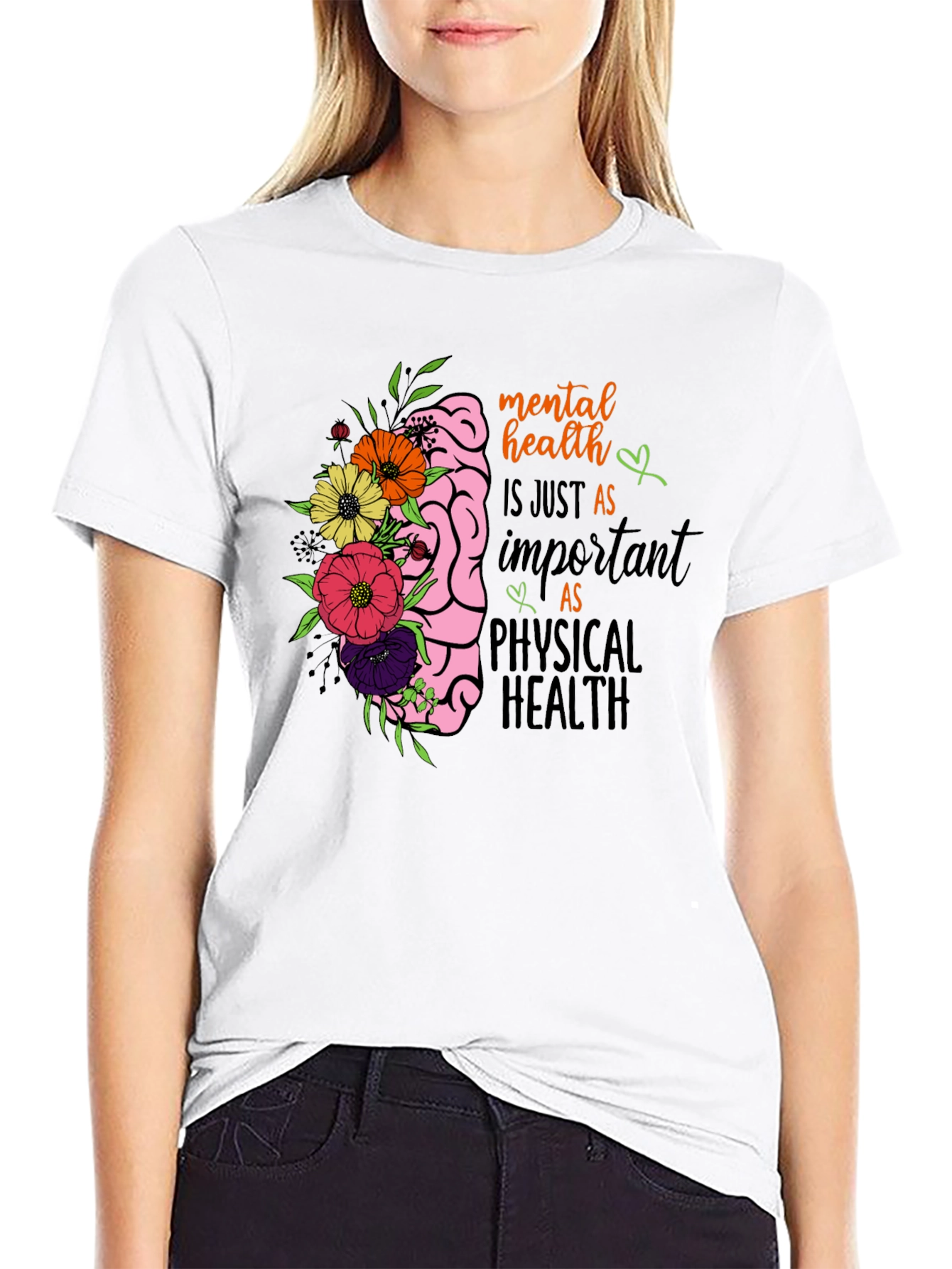 Mental Health Brain Floral Graphic Tee