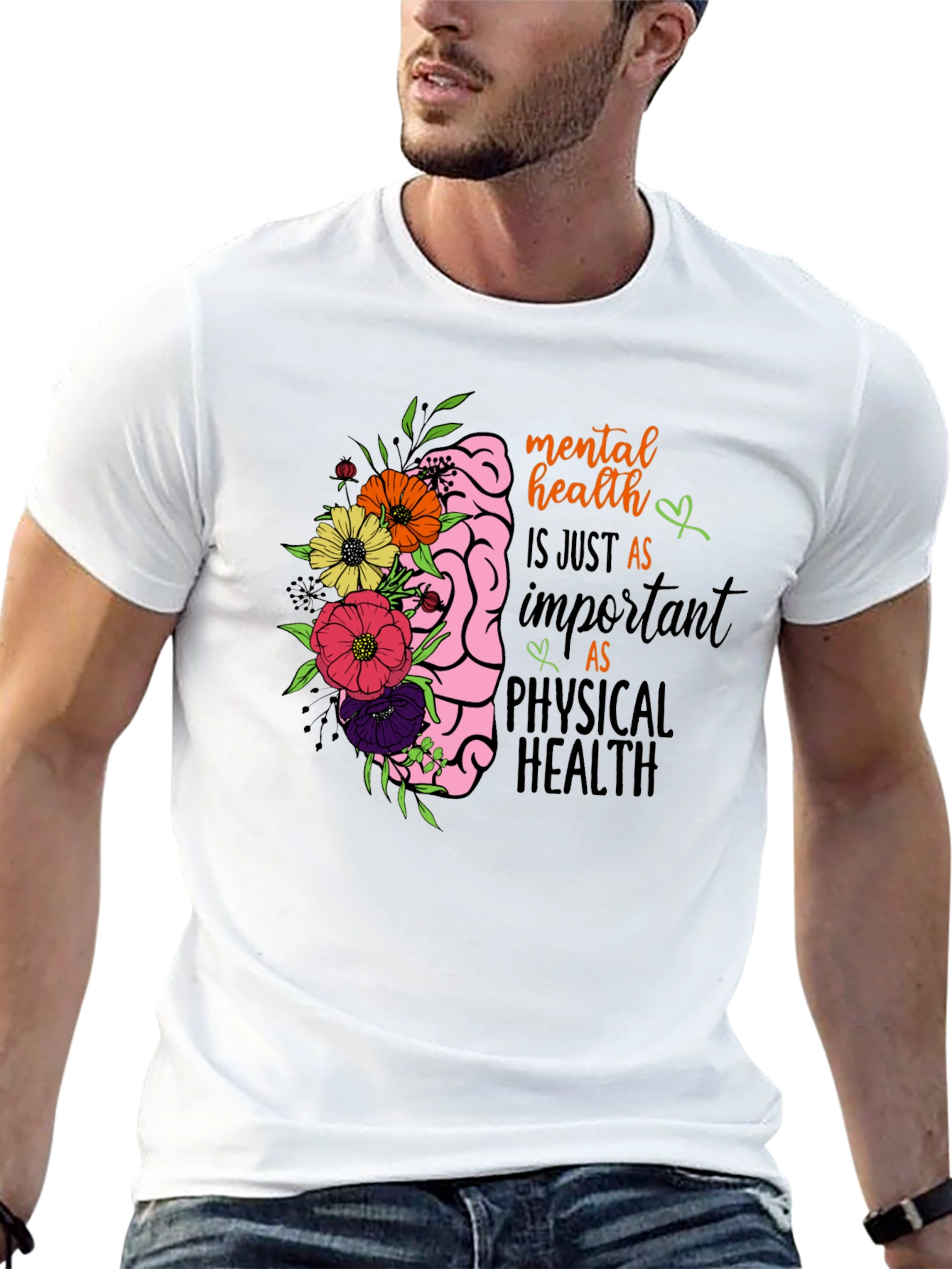 Mental Health Brain Floral Graphic Tee