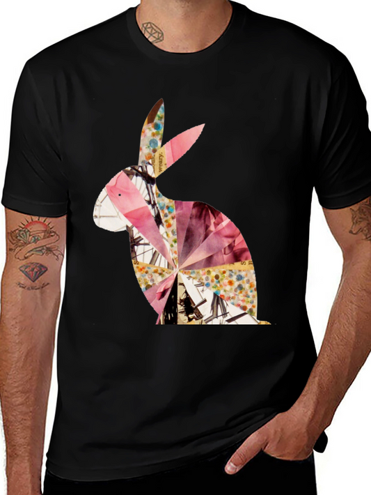 Abstract Rabbit Graphic Tee - Unisex Black T-Shirt