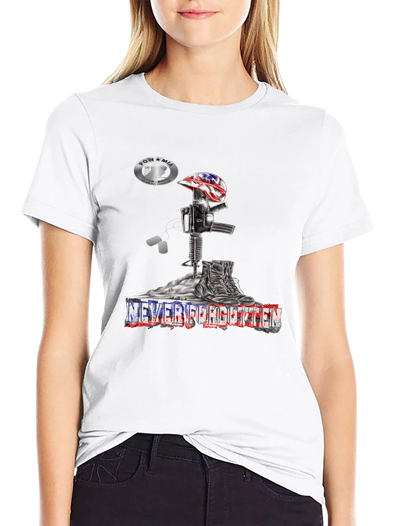 Never Forgotten American Flag Memorial T-Shirt