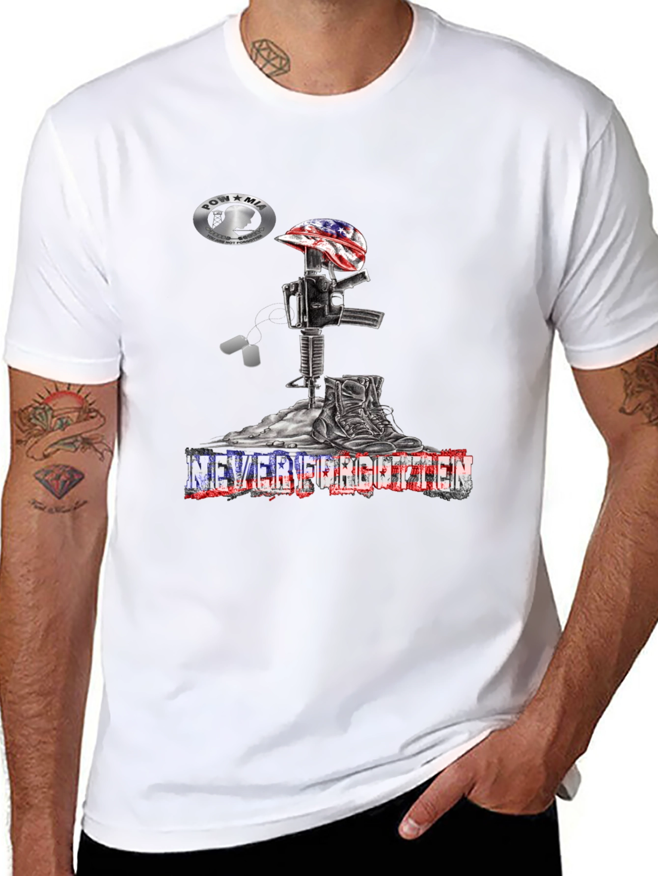 Never Forgotten American Flag Memorial T-Shirt