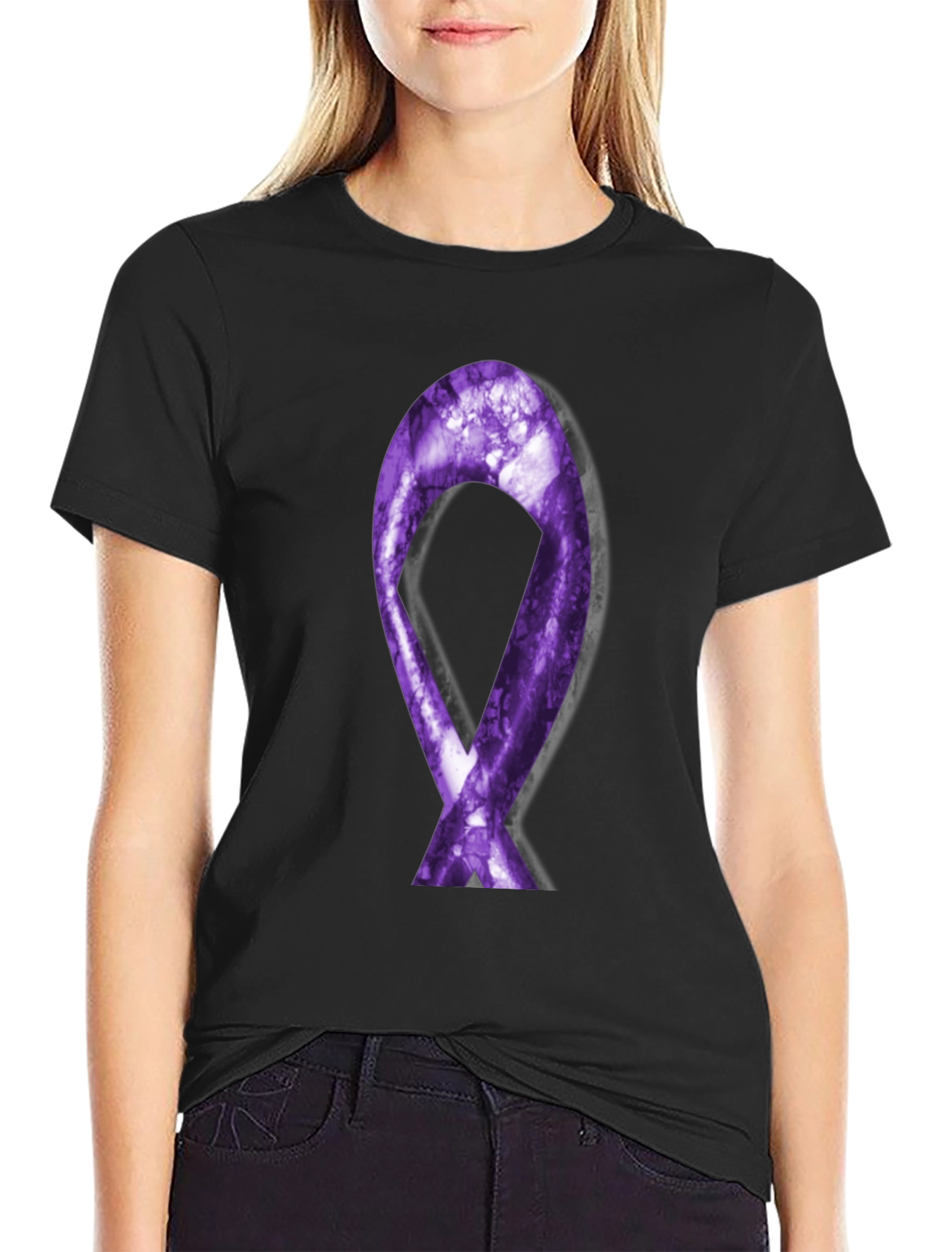 Purple Ribbon Graphic Tee - Support Cause