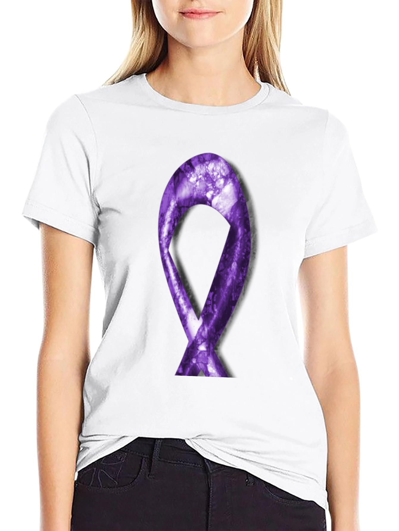 Purple Ribbon Graphic Tee - Support Cause